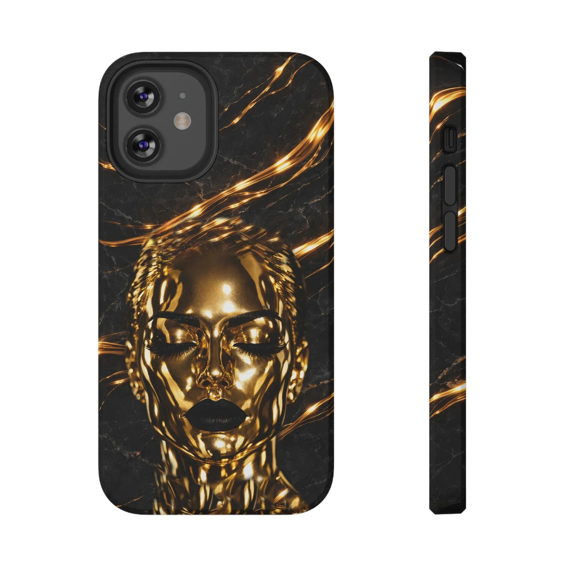 Luxury Gold Portrait Phone Case for iPhone 11-17 and Galaxy S21-S25 - KARARMDESIGN