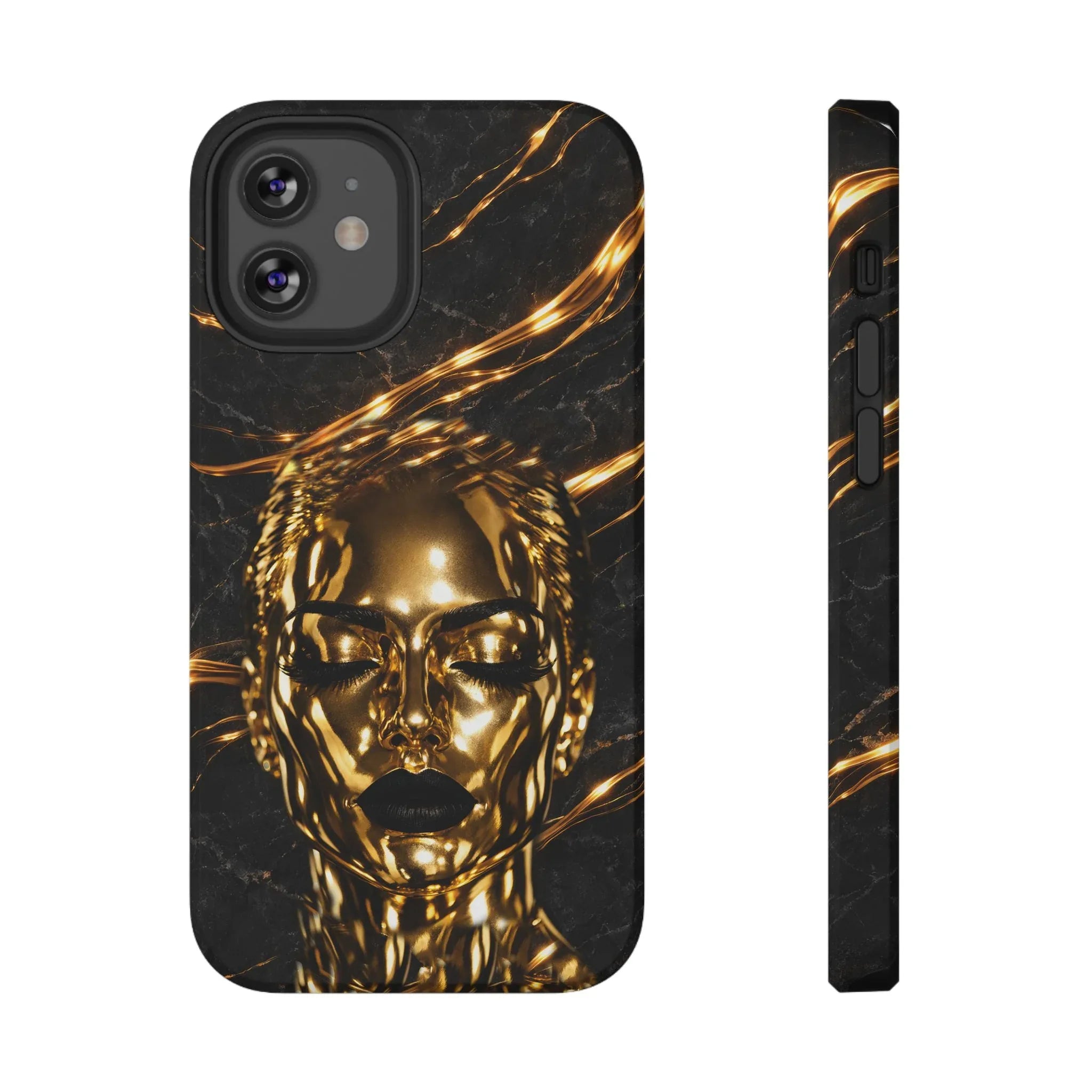 Luxury Gold Portrait Phone Case for iPhone 11-17 and Galaxy S21-S25 - KARARMDESIGN