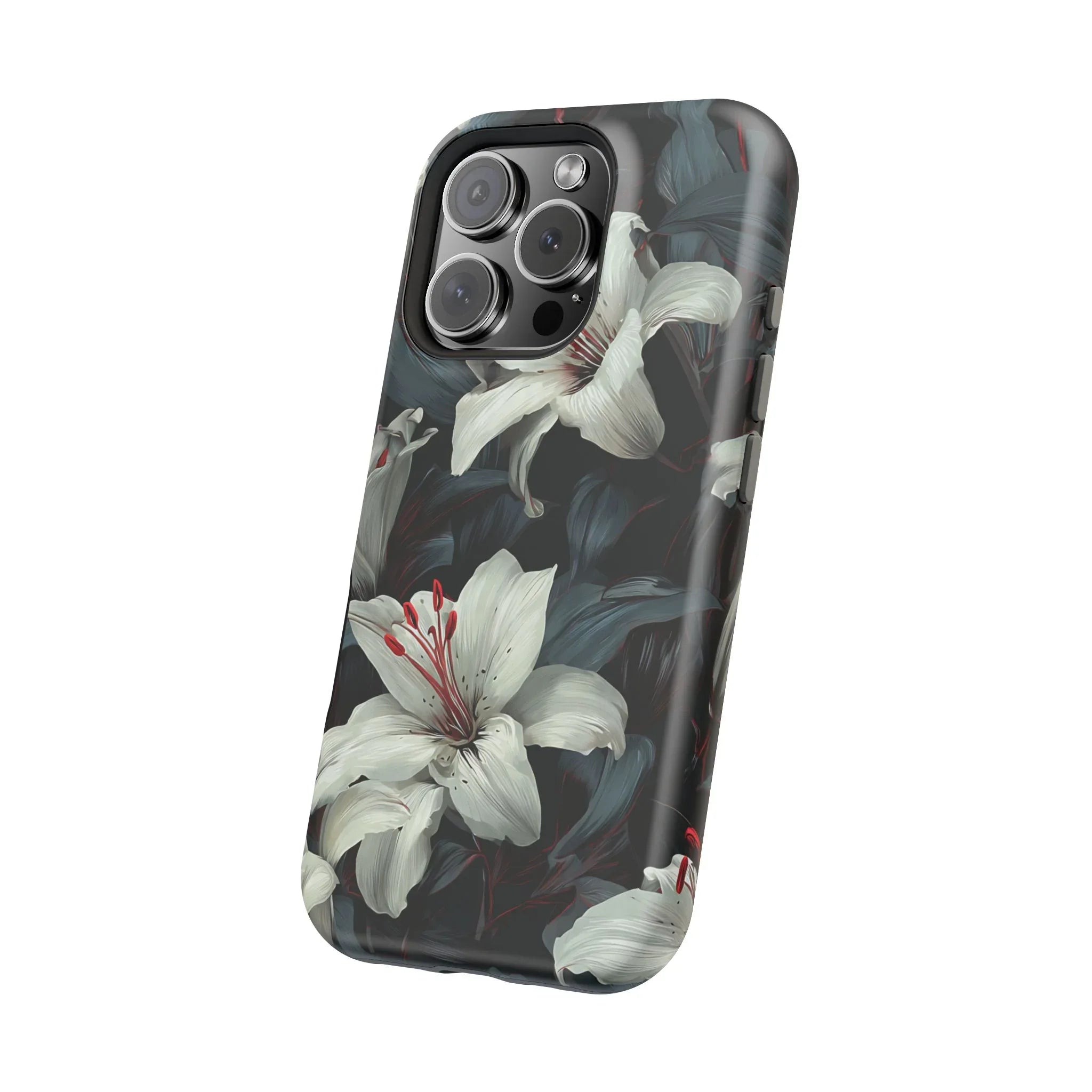 White Lily Floral Phone Case for iPhone 13-17 - KARARMDESIGN