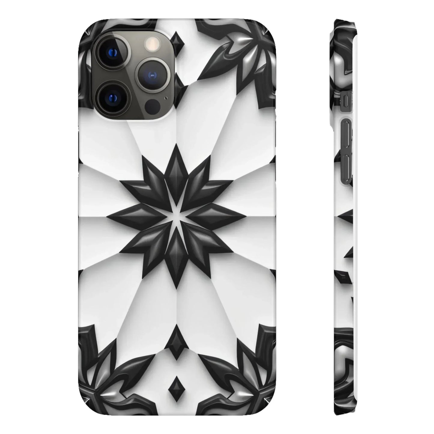 Black and White Geometric Floral Phone Case for iPhone and Samsung Galaxy - KarArmDesign