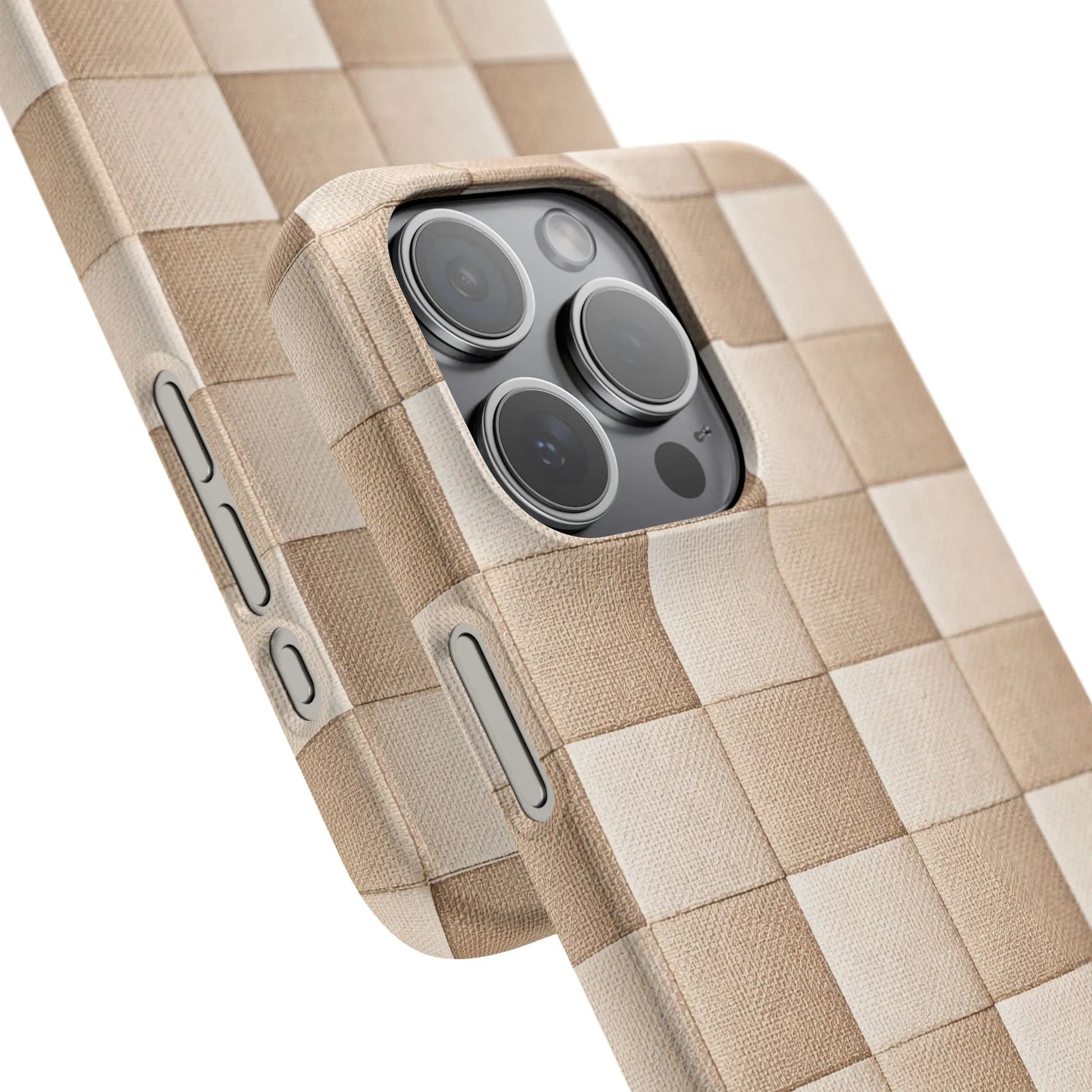 Beige Woven Phone Case for iPhone 11-17 and Galaxy S20-S25 - KARARMDESIGN