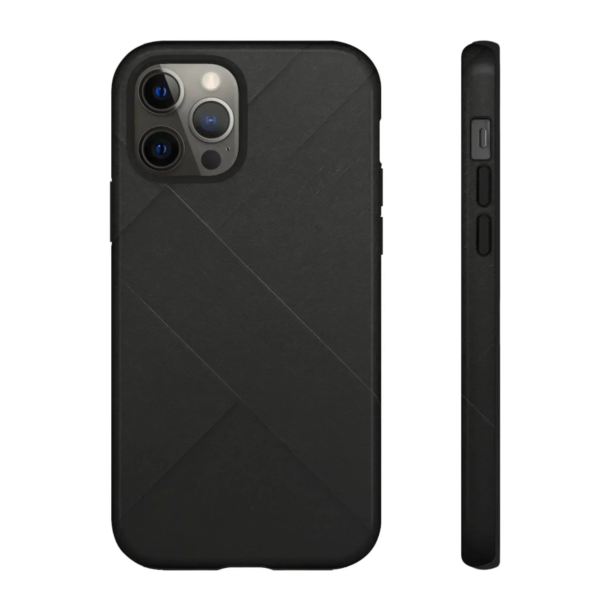 Matte Black Diagonal Line Phone Case for iPhone 8-16 and Galaxy S10-S25 - KARARMDESIGN