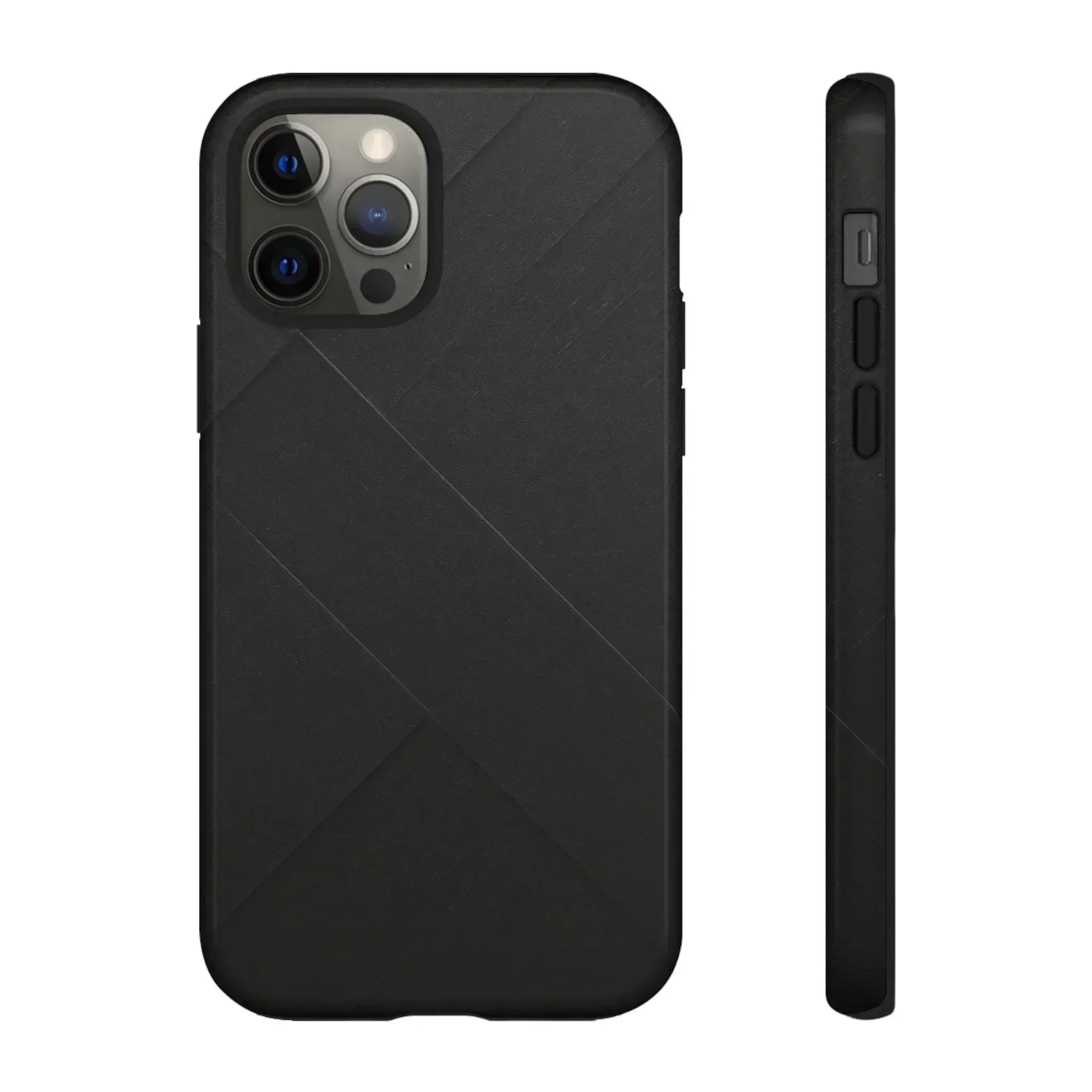 Matte Black Diagonal Line Phone Case for iPhone 8-16 and Galaxy S10-S25 - KARARMDESIGN