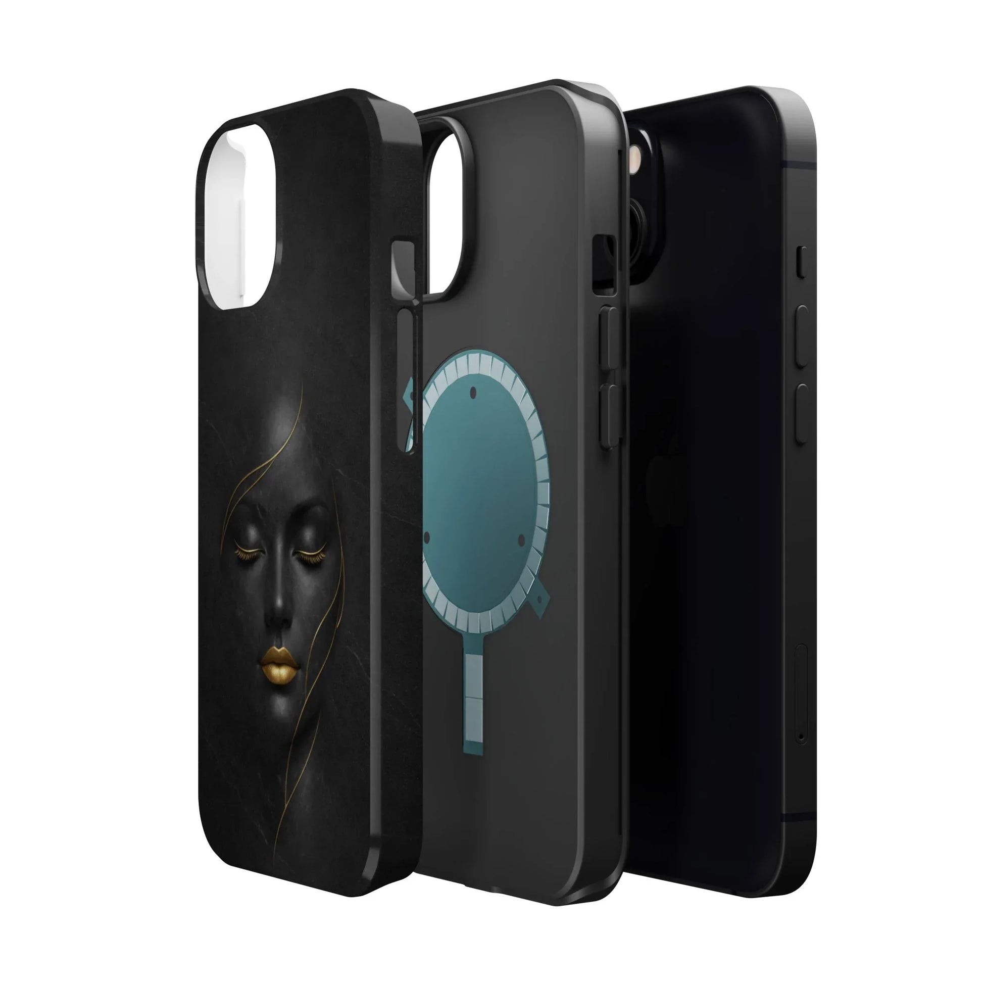 Black Gold Face Phone Case for iPhone 13-17 - KARARMDESIGN