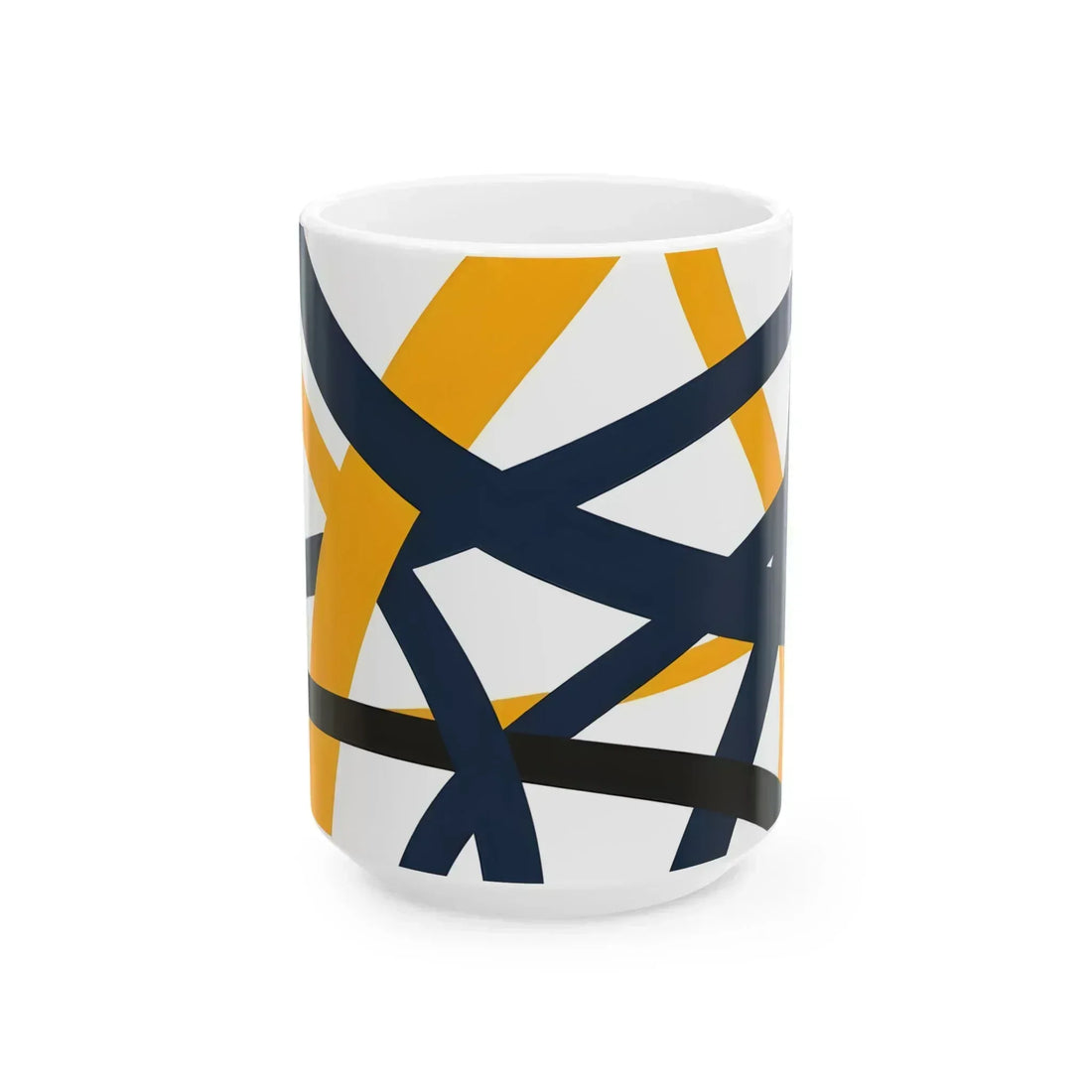 Navy Blue and Orange Smoke Pattern Ceramic Mug - KARARMDESIGN