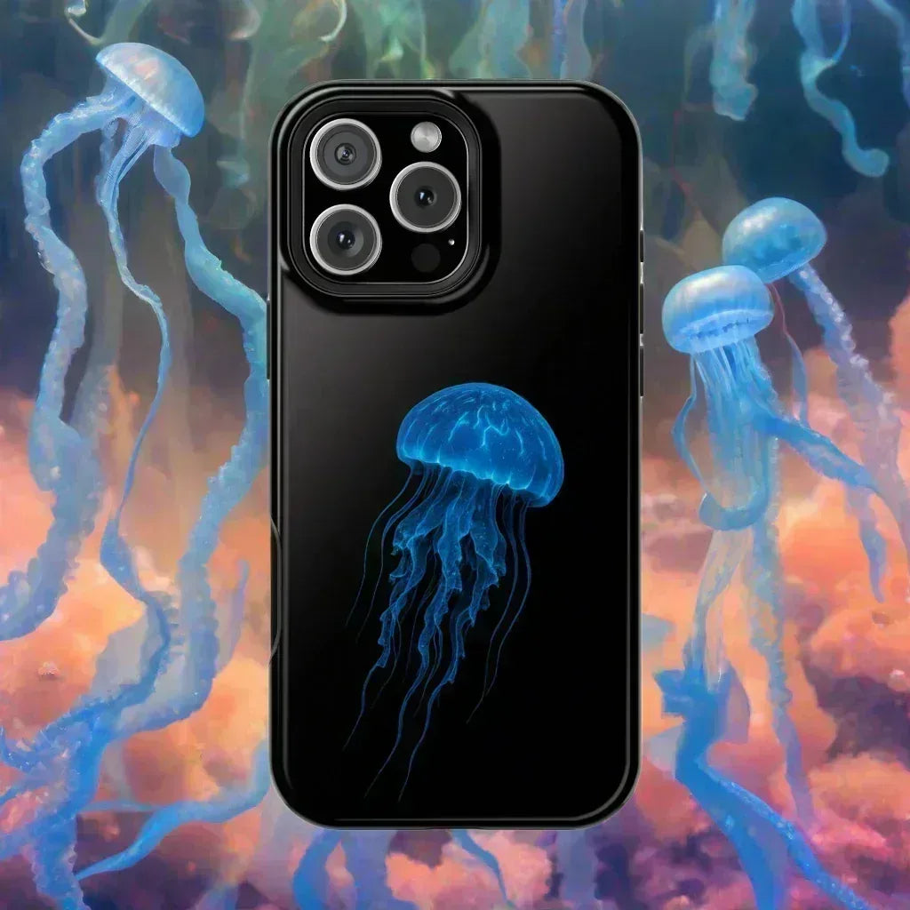 Blue Jellyfish Phone Case for iPhone 12-16 and Galaxy S21-S22 - KARARMDESIGN