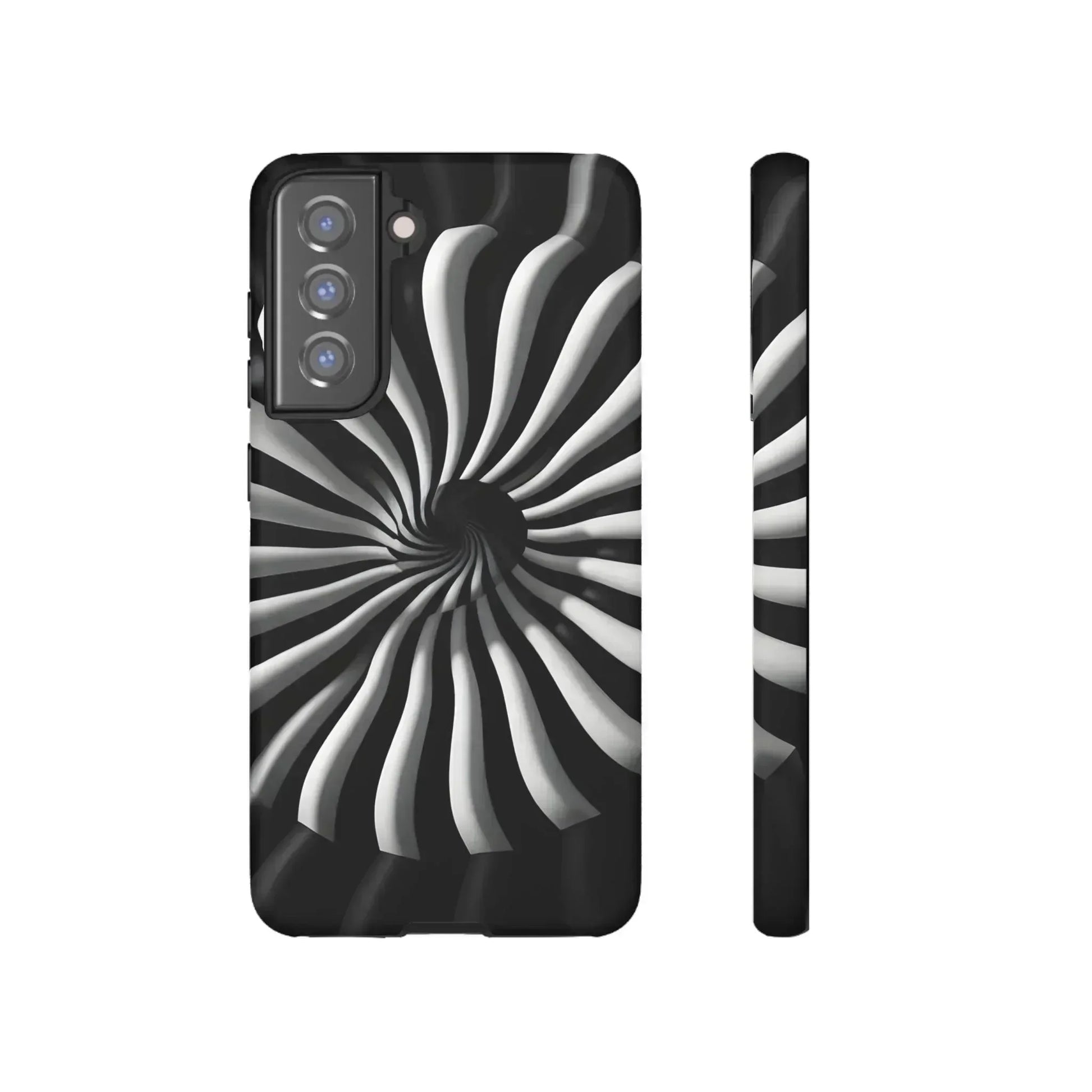 Hypnotic Black and White Spiral Phone Case for iPhone & Galaxy - KARARMDESIGN