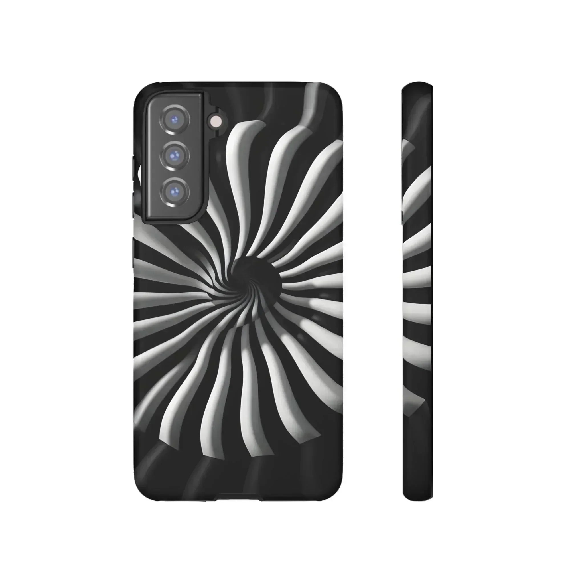 Hypnotic Black and White Spiral Phone Case for iPhone & Galaxy - KARARMDESIGN