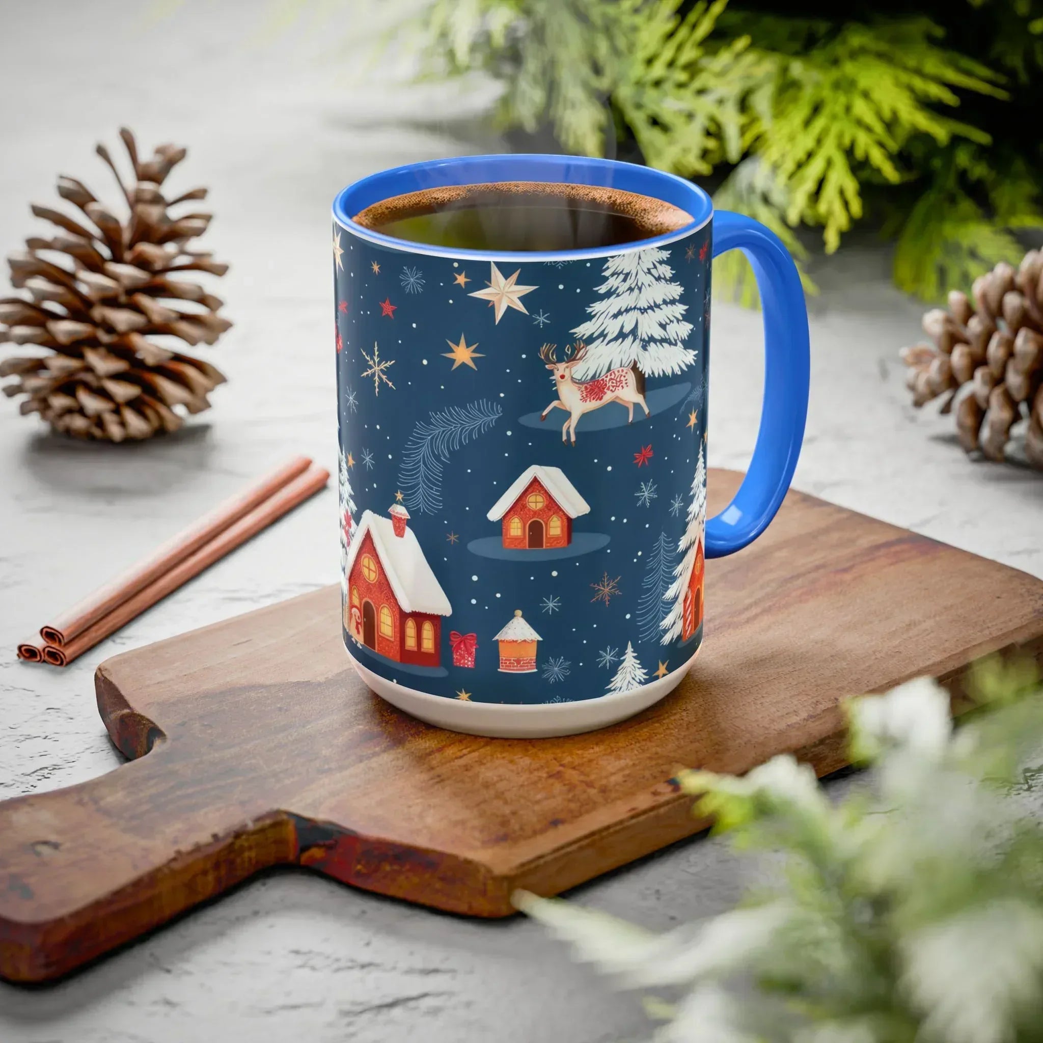 Dark Blue Christmas Mug - Colorful Mugs (11oz, 15oz) - KARARMDESIGN