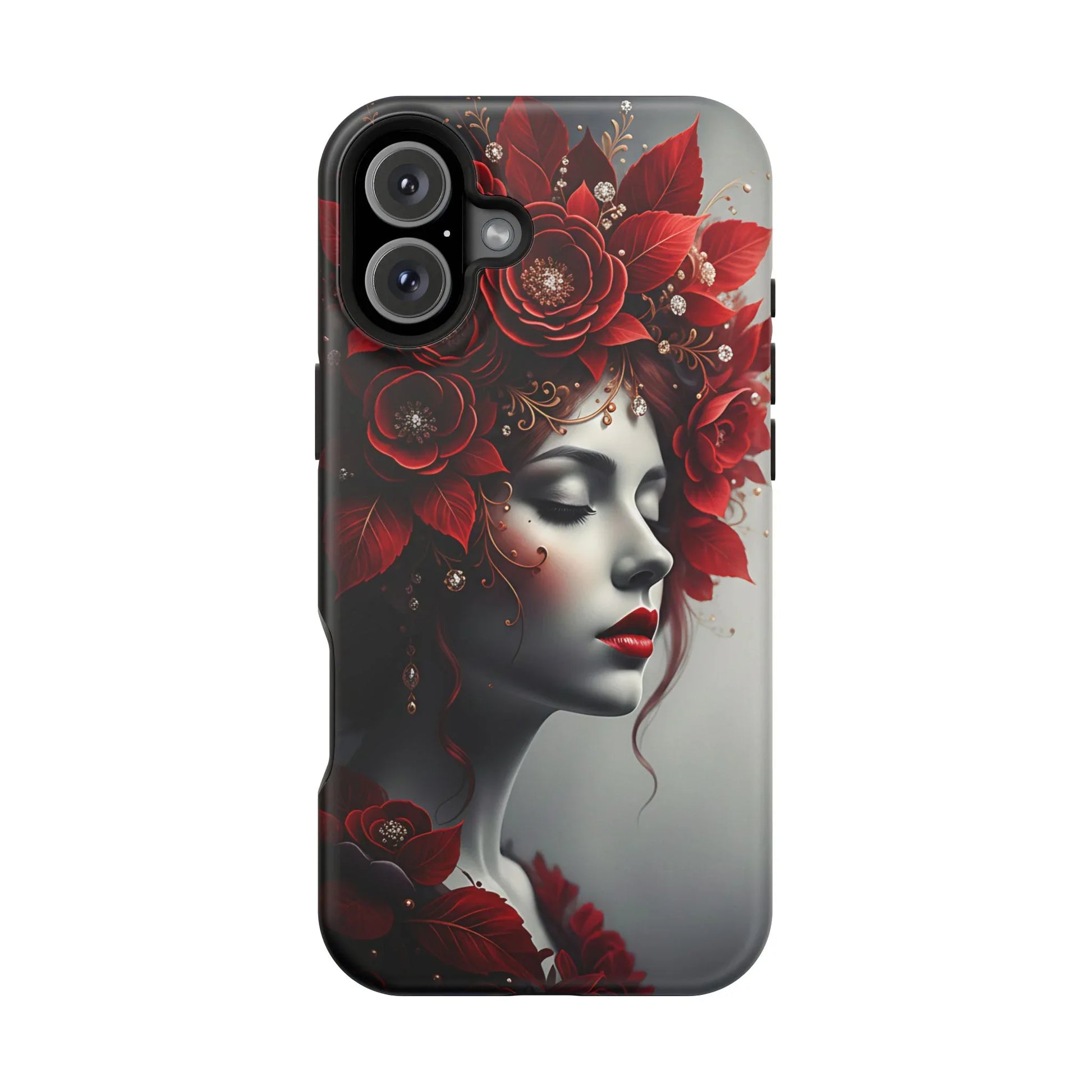 Scarlet Bloom Portrait Phone Case for iPhone 13-17 - KARARMDESIGN
