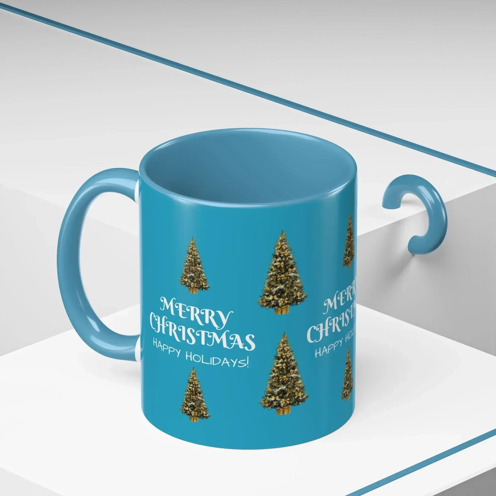 Merry Christmas and Happy Holidays Mug - Accent Coffee Mug (11, 15oz) - KARARMDESIGN