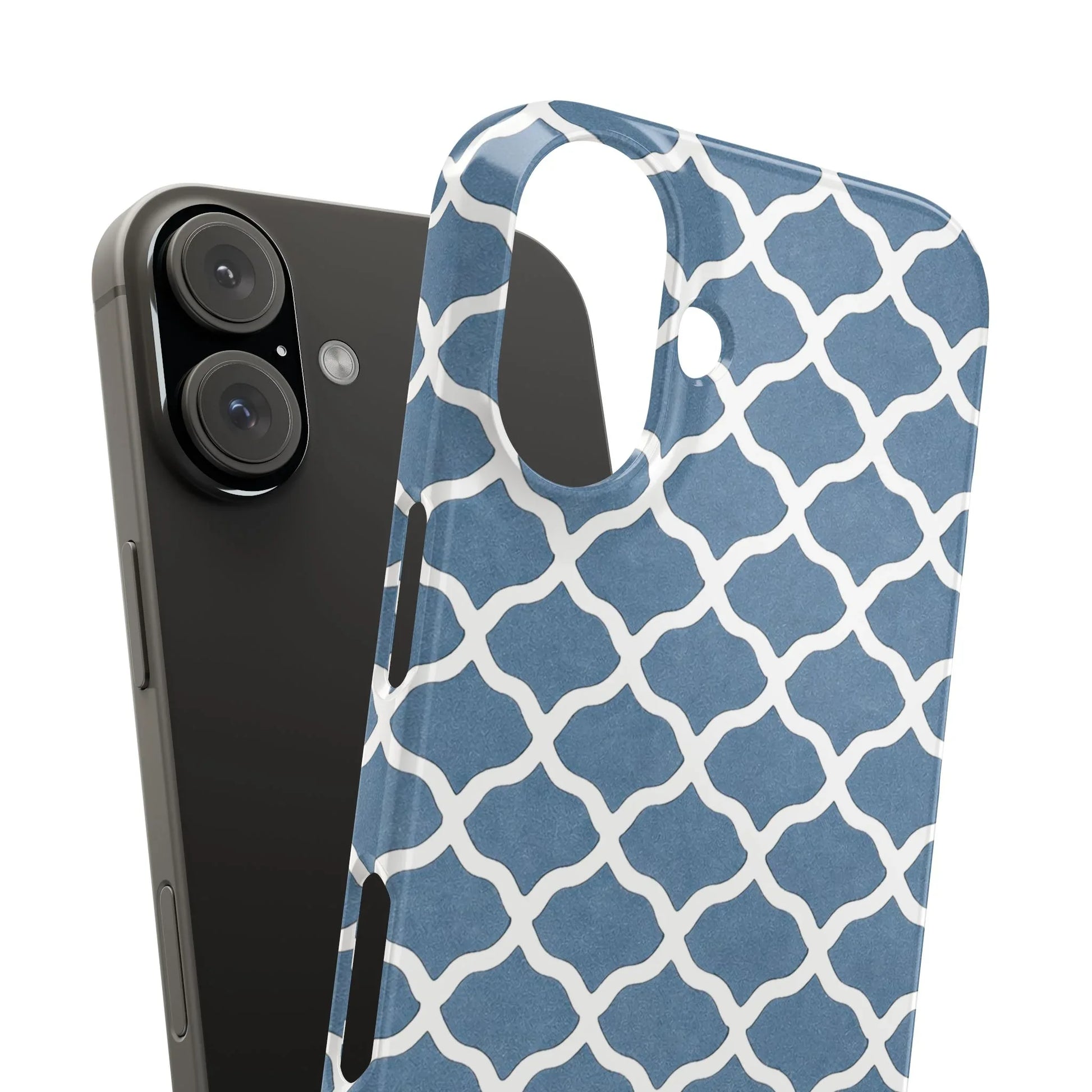Azure Lattice Pattern Phone Case Slim Phone Cases for iPhone 11-17 - KARARMDESIGN