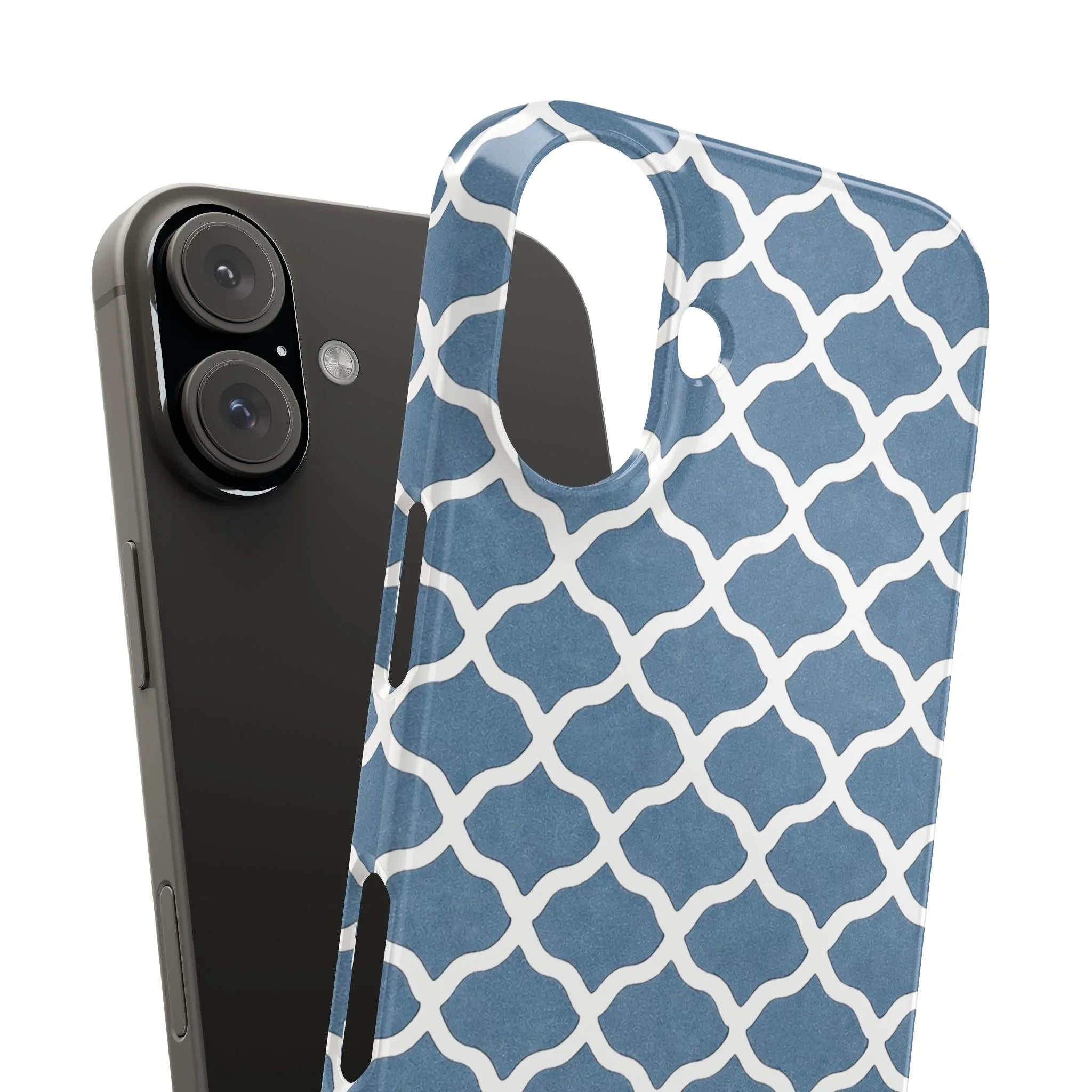 Azure Lattice Pattern Phone Case Slim Phone Cases for iPhone 11-17 - KARARMDESIGN