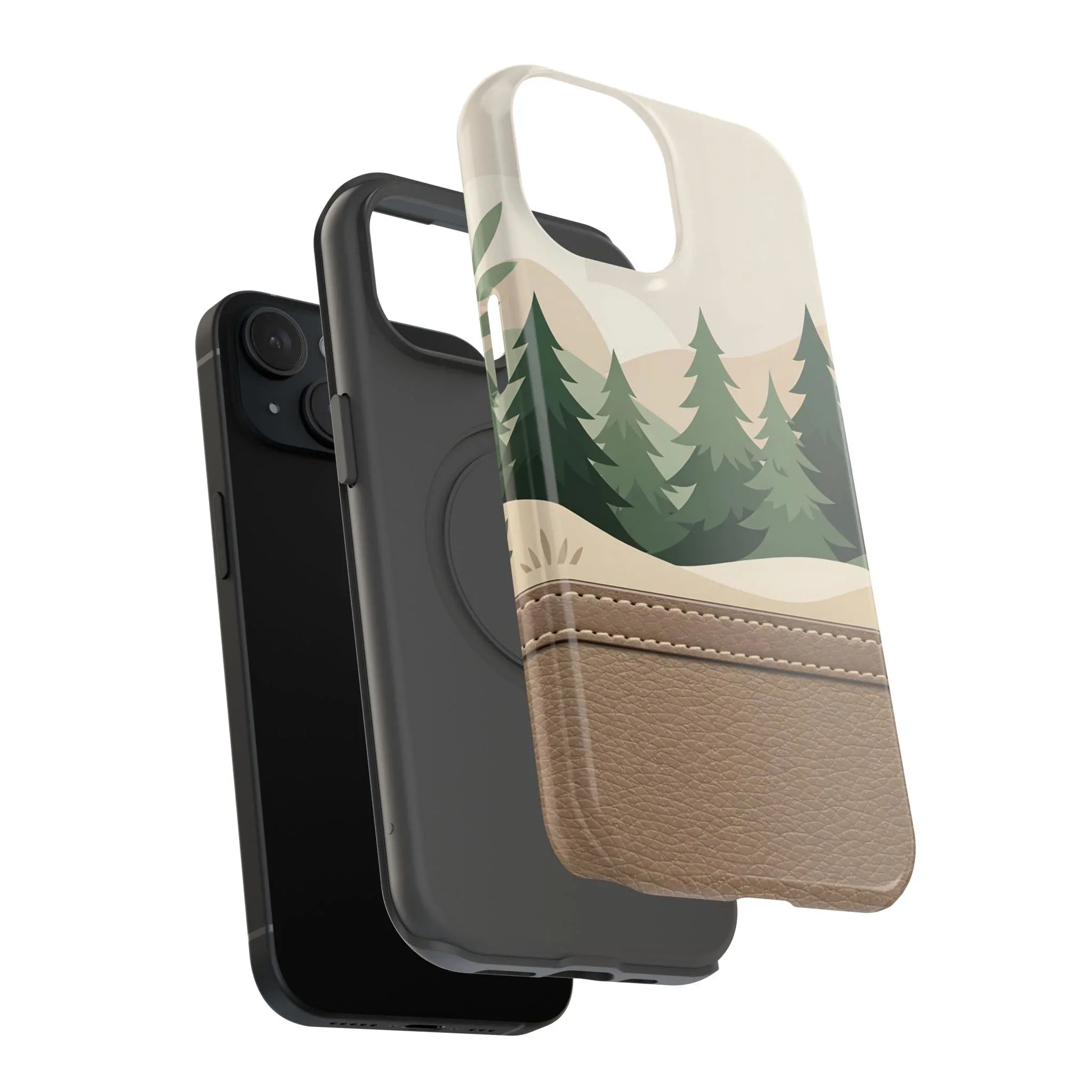 Forest Leather Phone Case for iPhone 11-17 and Galaxy S21-S25 - KARARMDESIGN