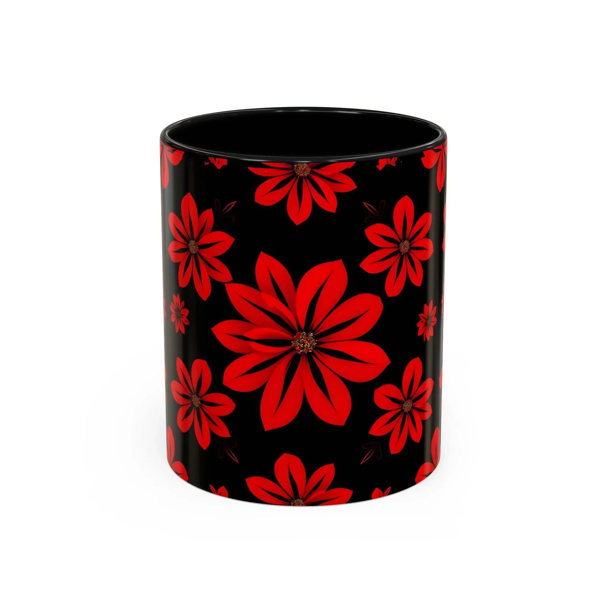 Accent Red Floral Coffee Mug – 11oz & 15oz - KarArmDesign