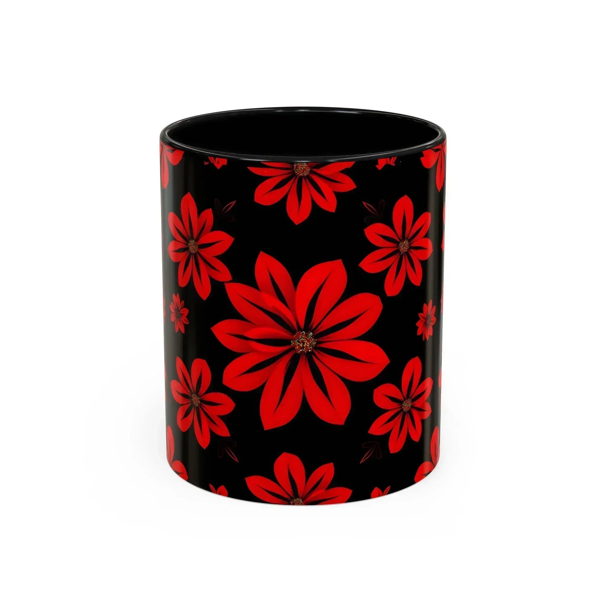 Accent Red Floral Coffee Mug – 11oz & 15oz - KARARMDESIGN