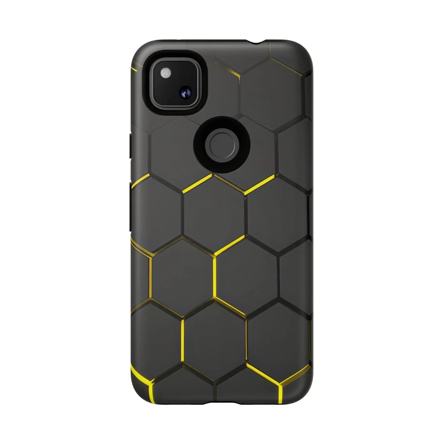 Black and Yellow Hexagon Geometric Tough Phone Case for Galaxy and Pixel - KarArmDesign