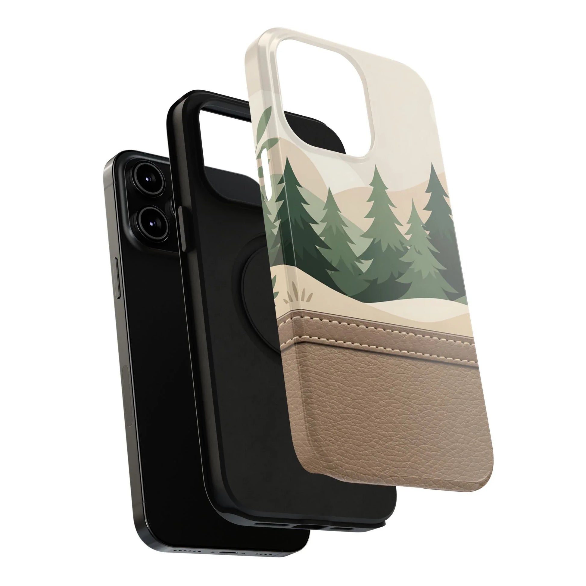 Forest Leather Phone Case for iPhone 11-17 and Galaxy S21-S25 - KARARMDESIGN