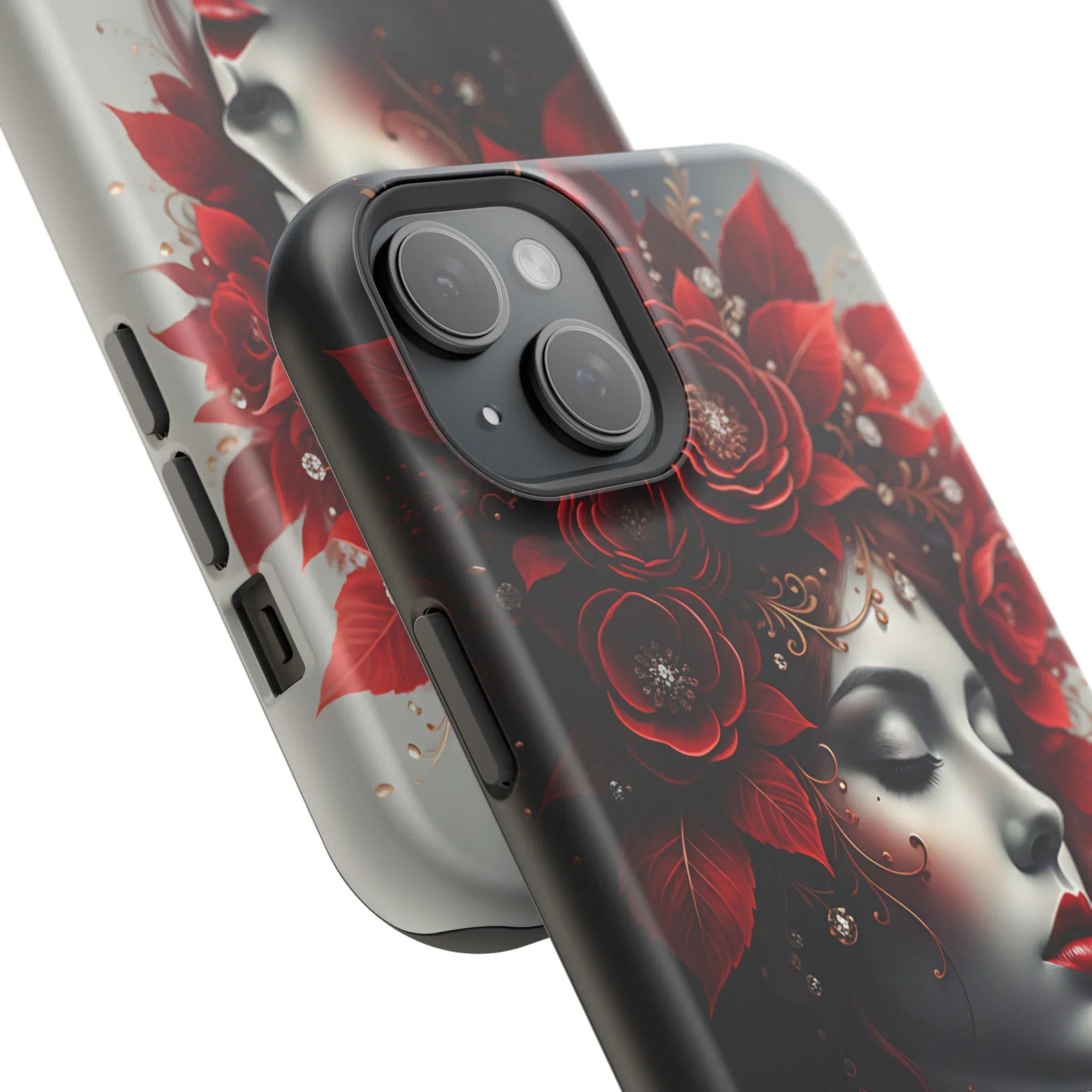 Scarlet Bloom Portrait Phone Case for iPhone 13-17 - KARARMDESIGN