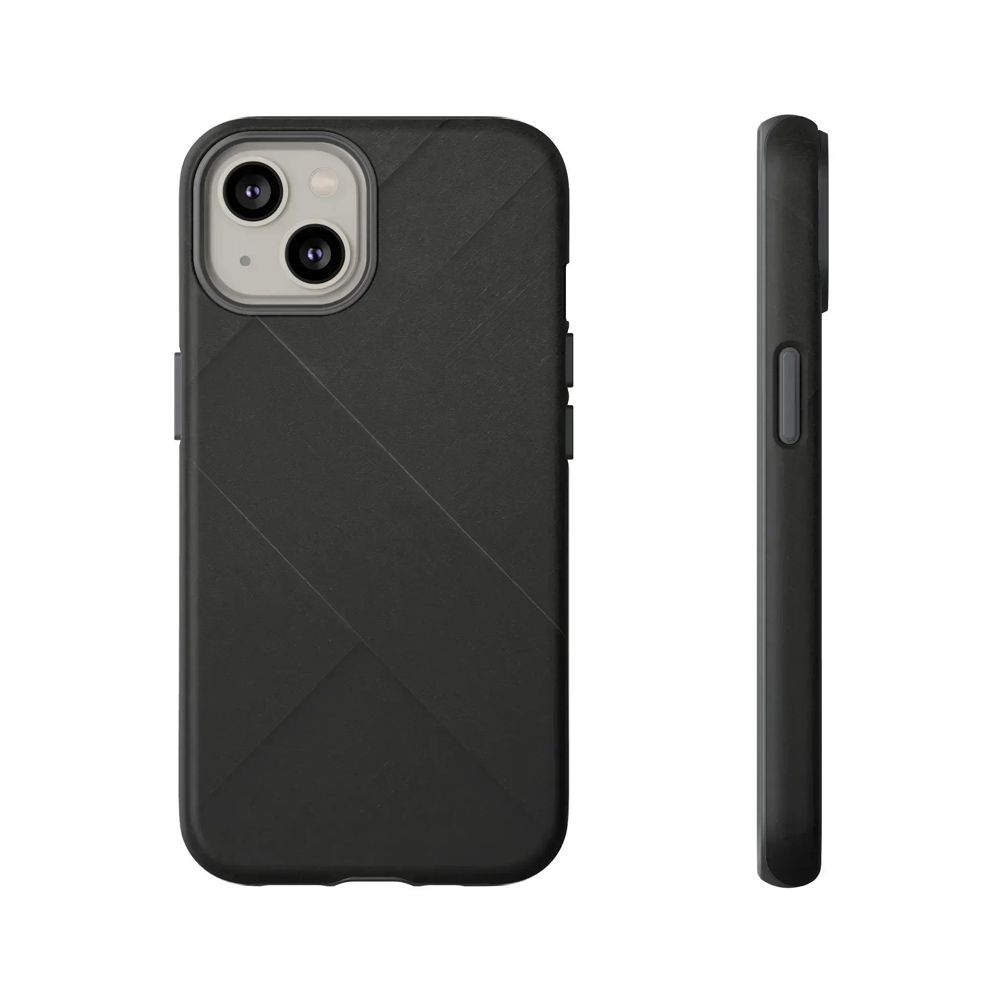 Matte Black Diagonal Line Phone Case for iPhone 8-16 and Galaxy S10-S25 - KARARMDESIGN