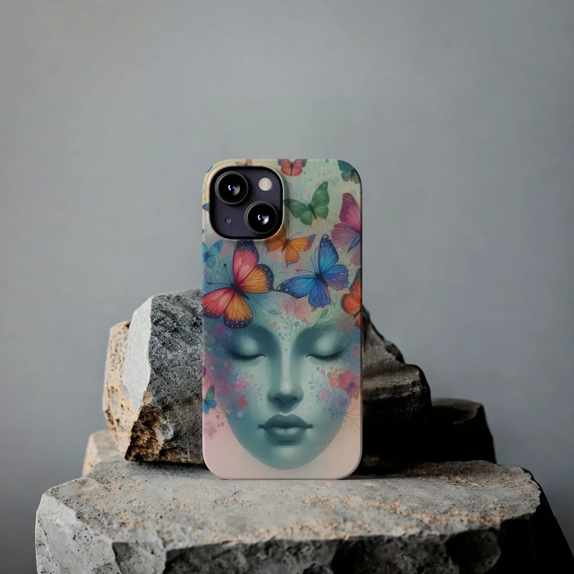 Butterfly Bloom Dreamy Woman Phone Case for iPhone - KARARMDESIGN
