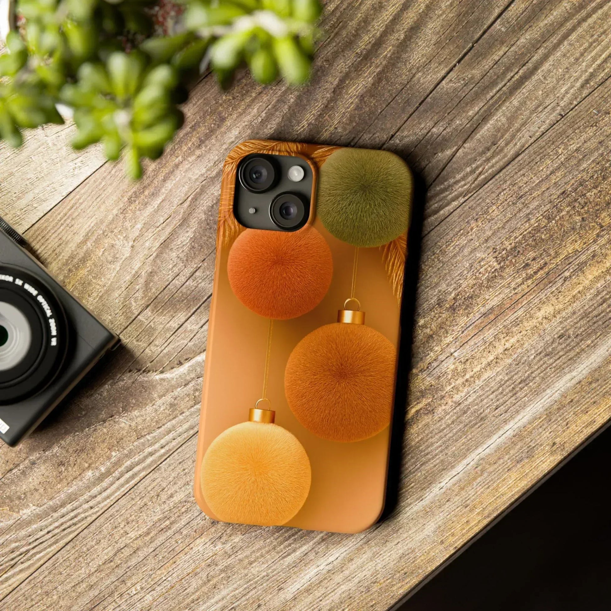 Golden Fuzz Ornaments Phone Case for iPhone 11-17 - KARARMDESIGN