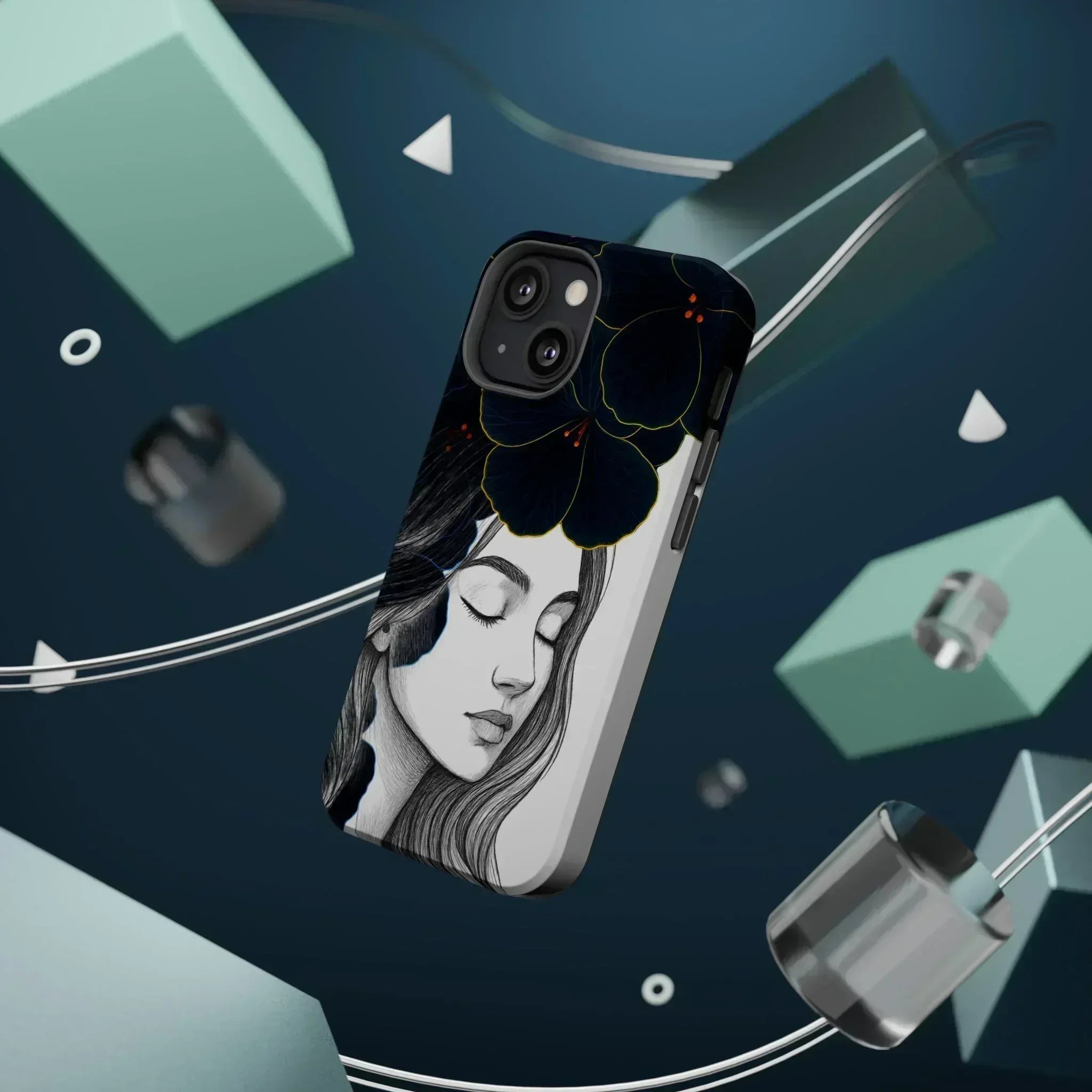 Dark Floral Elegance Phone Case for iPhone 13-16 - KARARMDESIGN