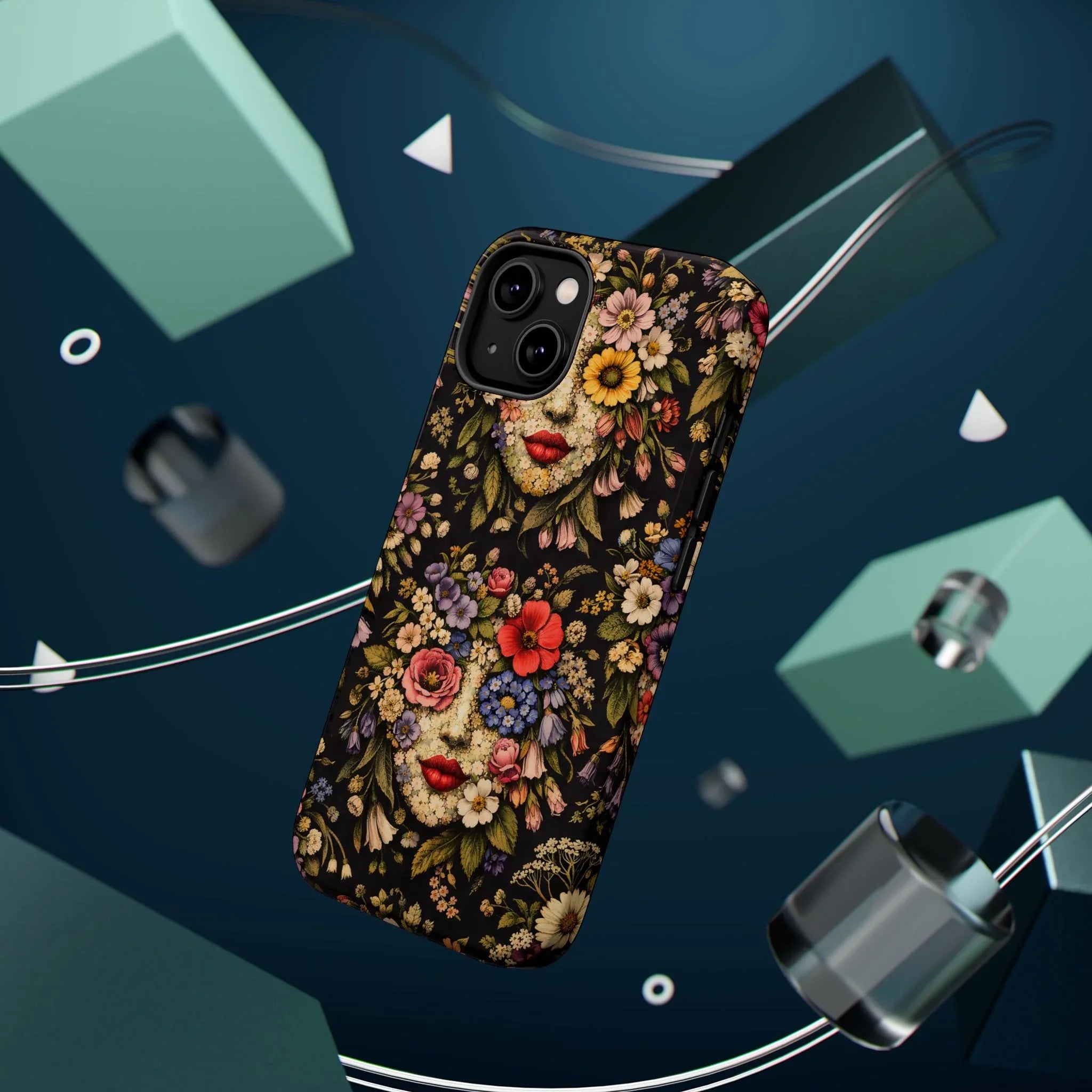 Vintage Flower Face Phone Case for iPhone 13-17 - KARARMDESIGN
