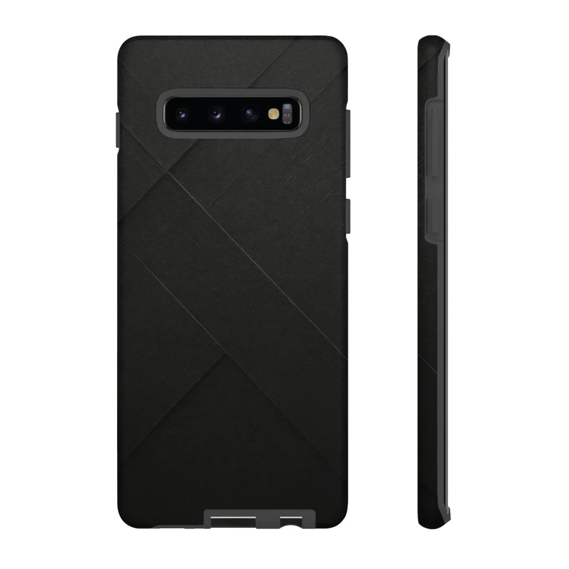 Matte Black Diagonal Line Phone Case for iPhone 8-16 and Galaxy S10-S25 - KARARMDESIGN