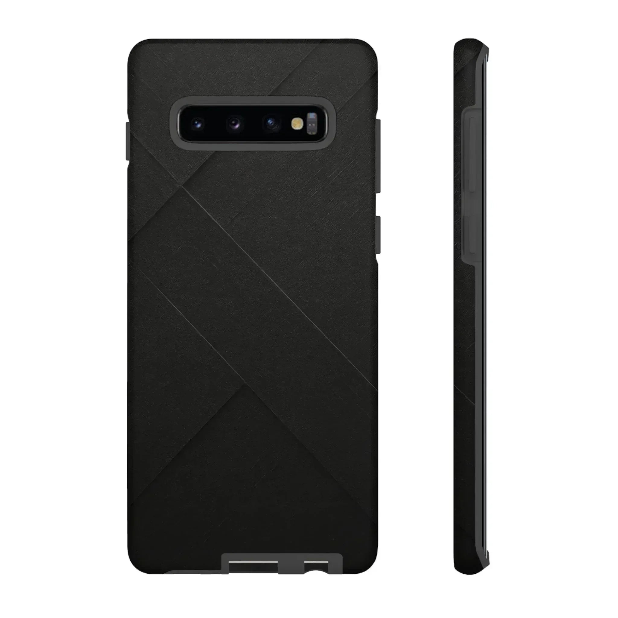 Matte Black Diagonal Line Phone Case for iPhone 8-16 and Galaxy S10-S25 - KARARMDESIGN