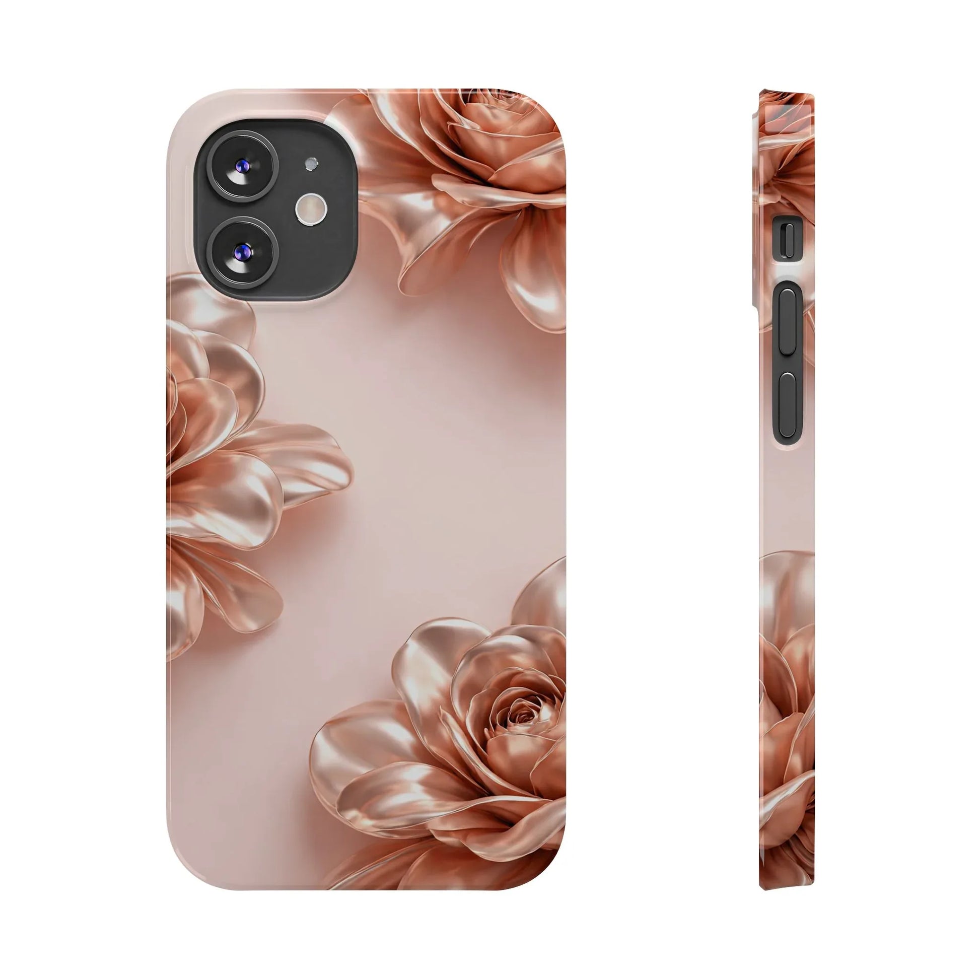 Blush Metallic Flower Case for iPhone 11-17 - KARARMDESIGN
