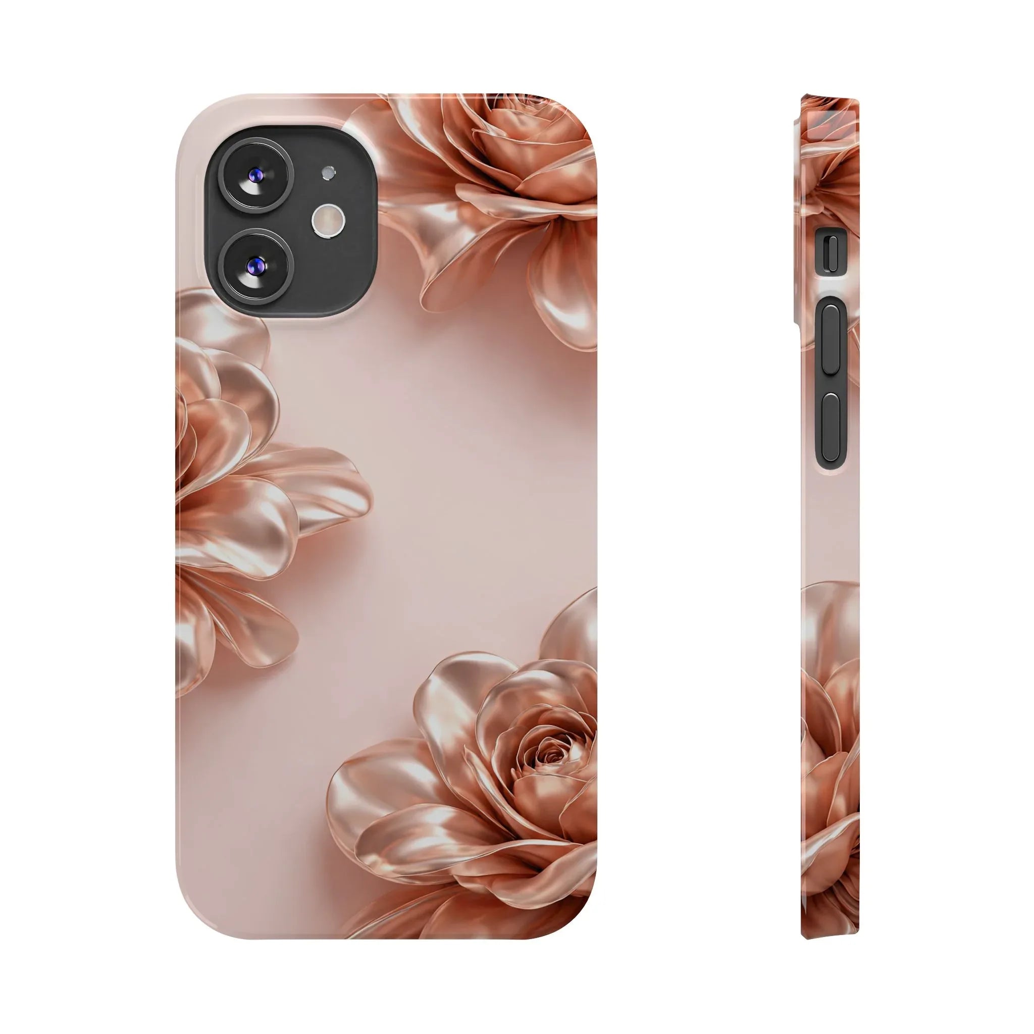 Blush Metallic Flower Case for iPhone 11-17 - KARARMDESIGN