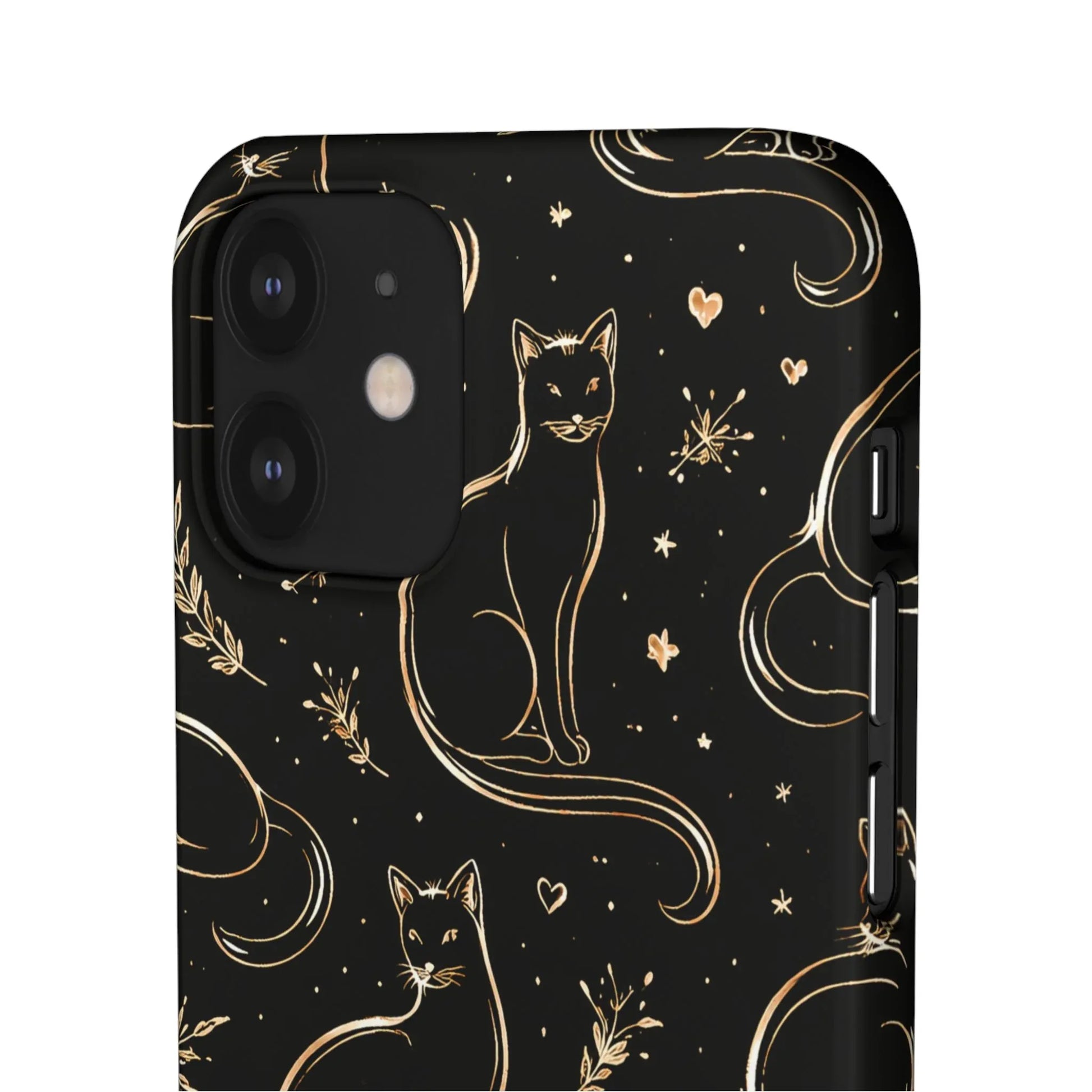 Golden Cat Pattern Phone Case for iPhone 11–17 & Galaxy S21–S25 - KARARMDESIGN