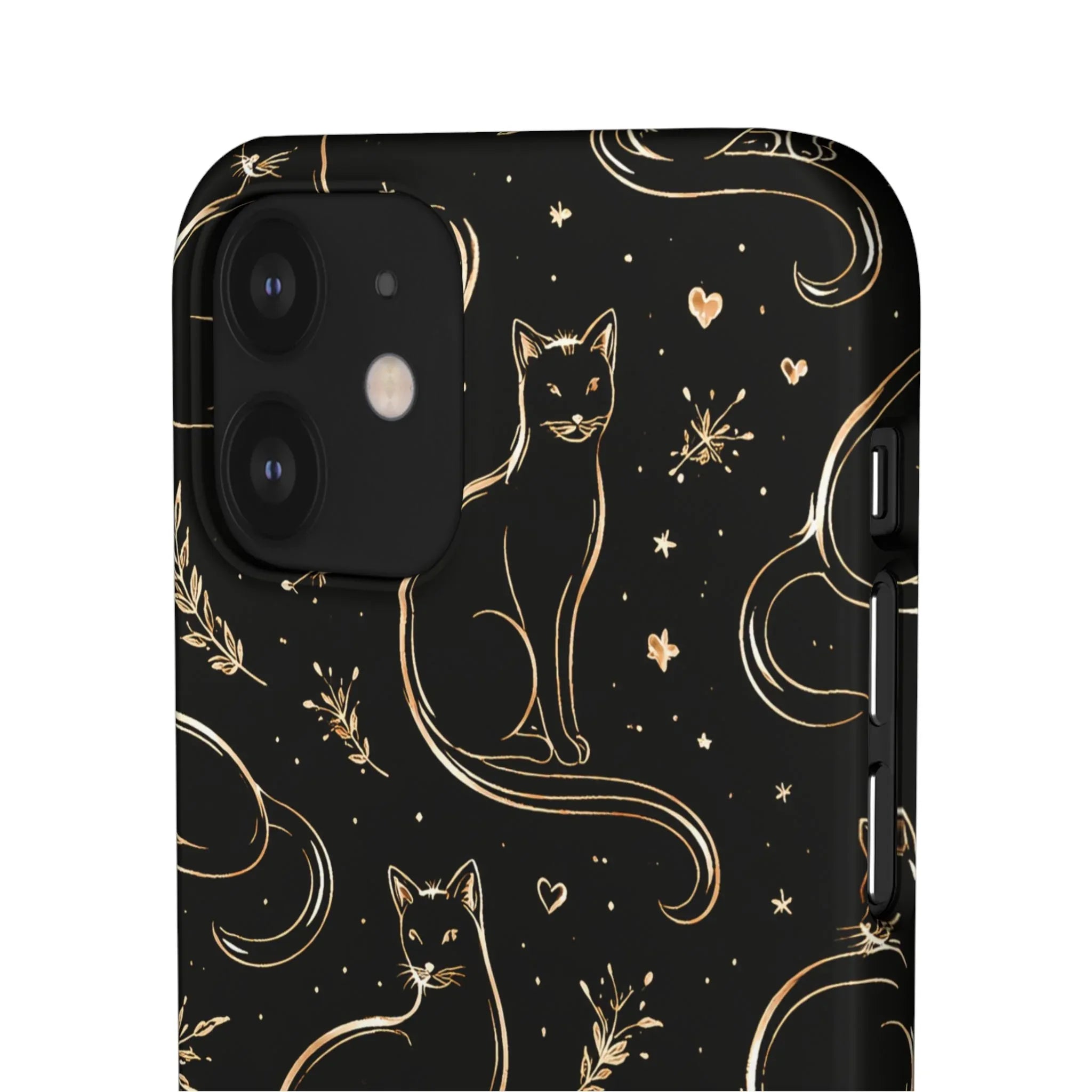Golden Cat Pattern Phone Case for iPhone 11–17 & Galaxy S21–S25 - KARARMDESIGN