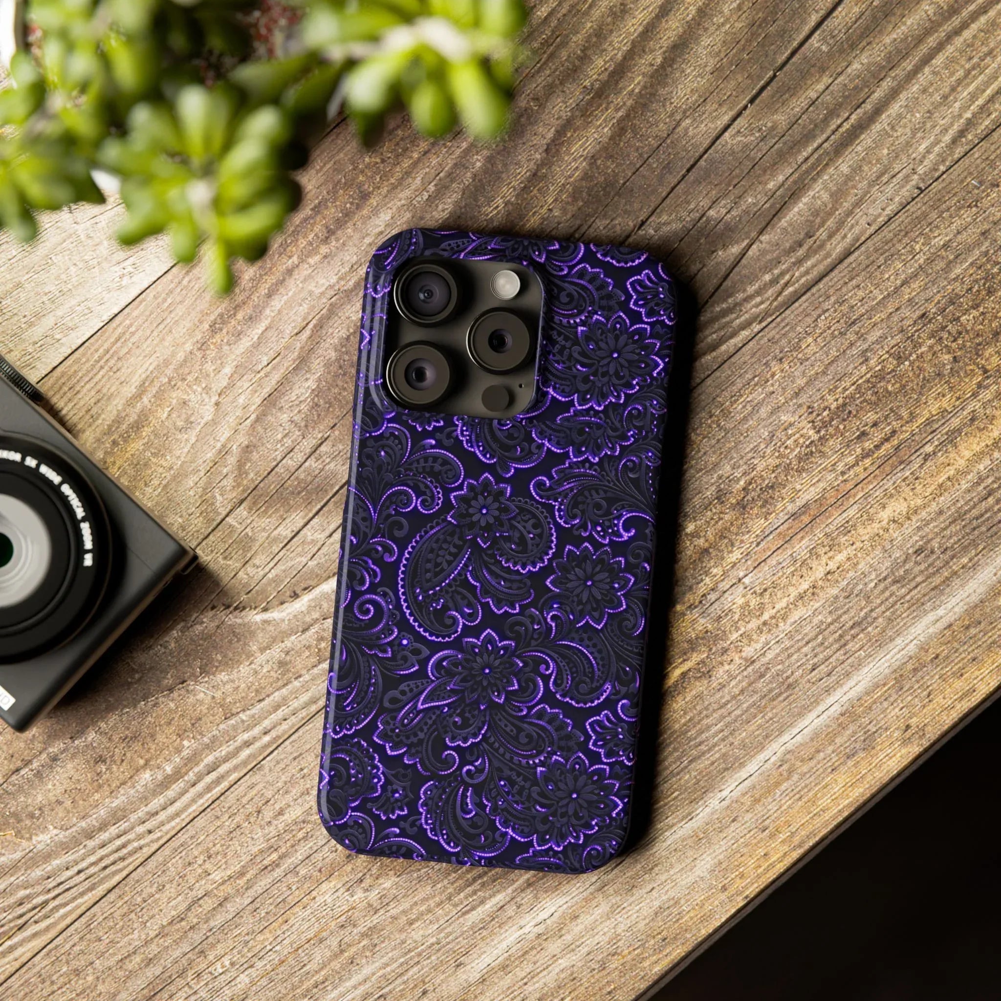 Neon Purple Paisley Phone Case for iPhone 11-17 - KARARMDESIGN