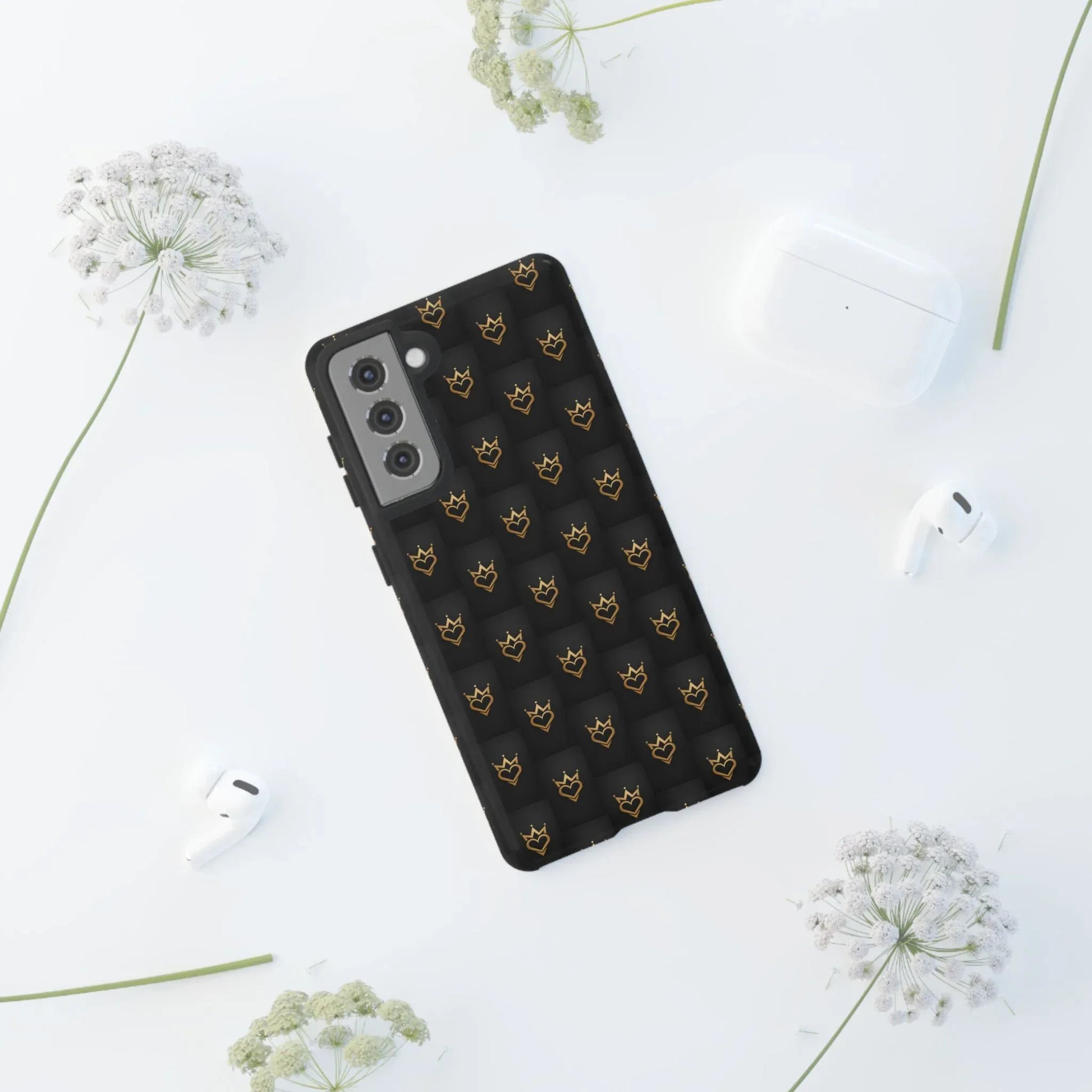 Crowned Heart Doodle Phone Case for iPhone 11-17 & Galaxy S10-S25 - KARARMDESIGN