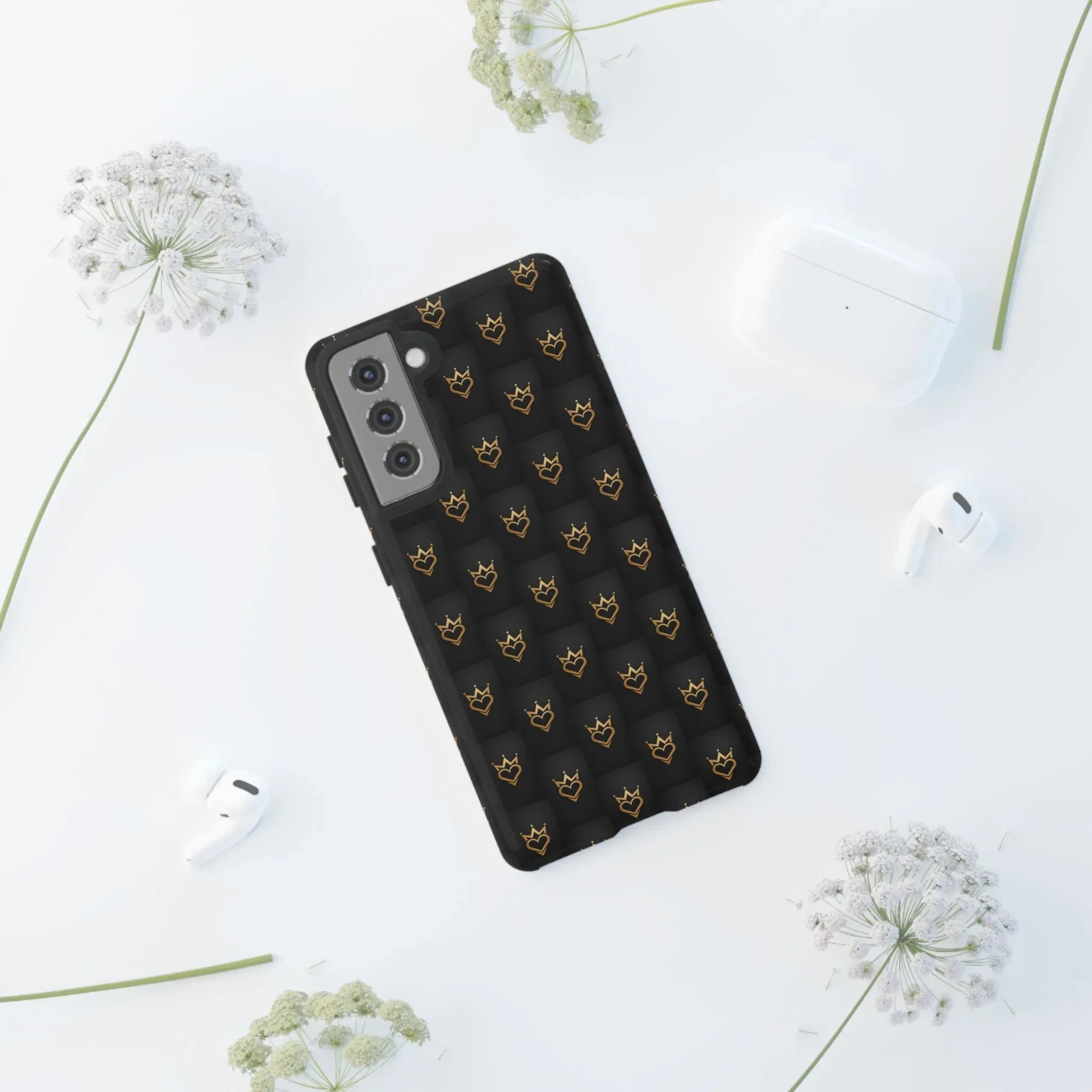 Crowned Heart Doodle Phone Case for iPhone 11-17 & Galaxy S10-S25 - KARARMDESIGN