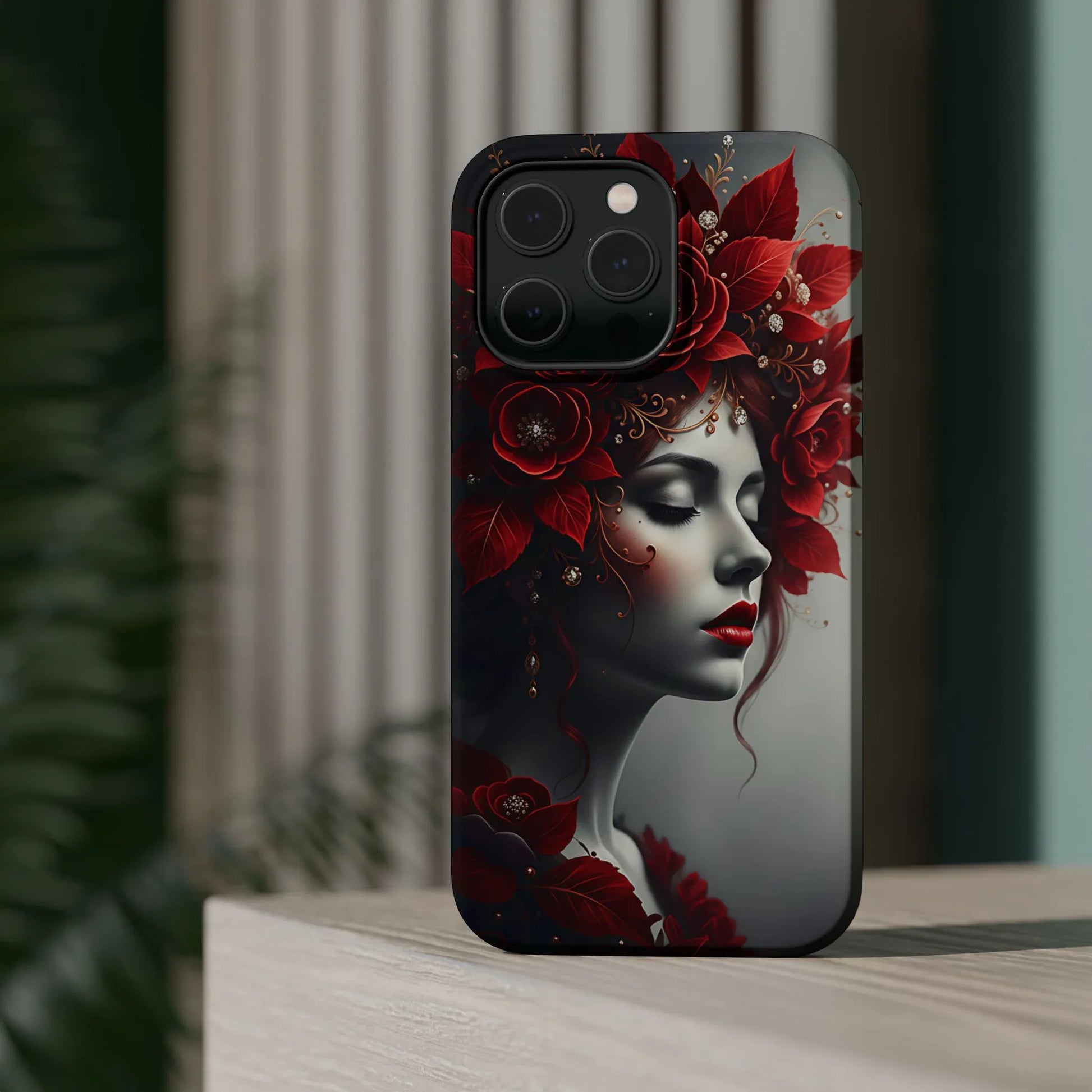 Scarlet Bloom Portrait Phone Case for iPhone 13-17 - KARARMDESIGN