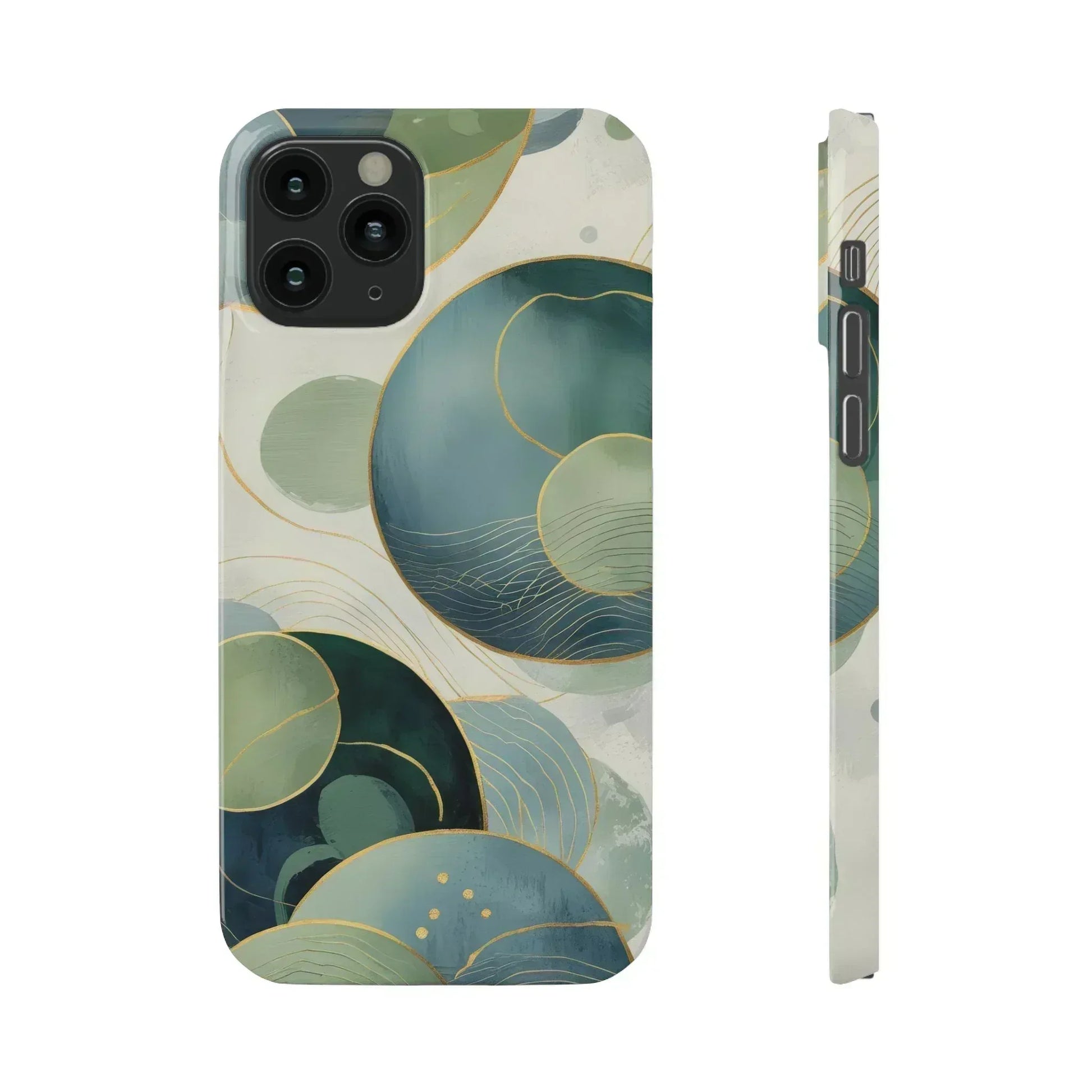 Abstract Teal Slim Phone Case for iPhone 12-16 - KARARMDESIGN