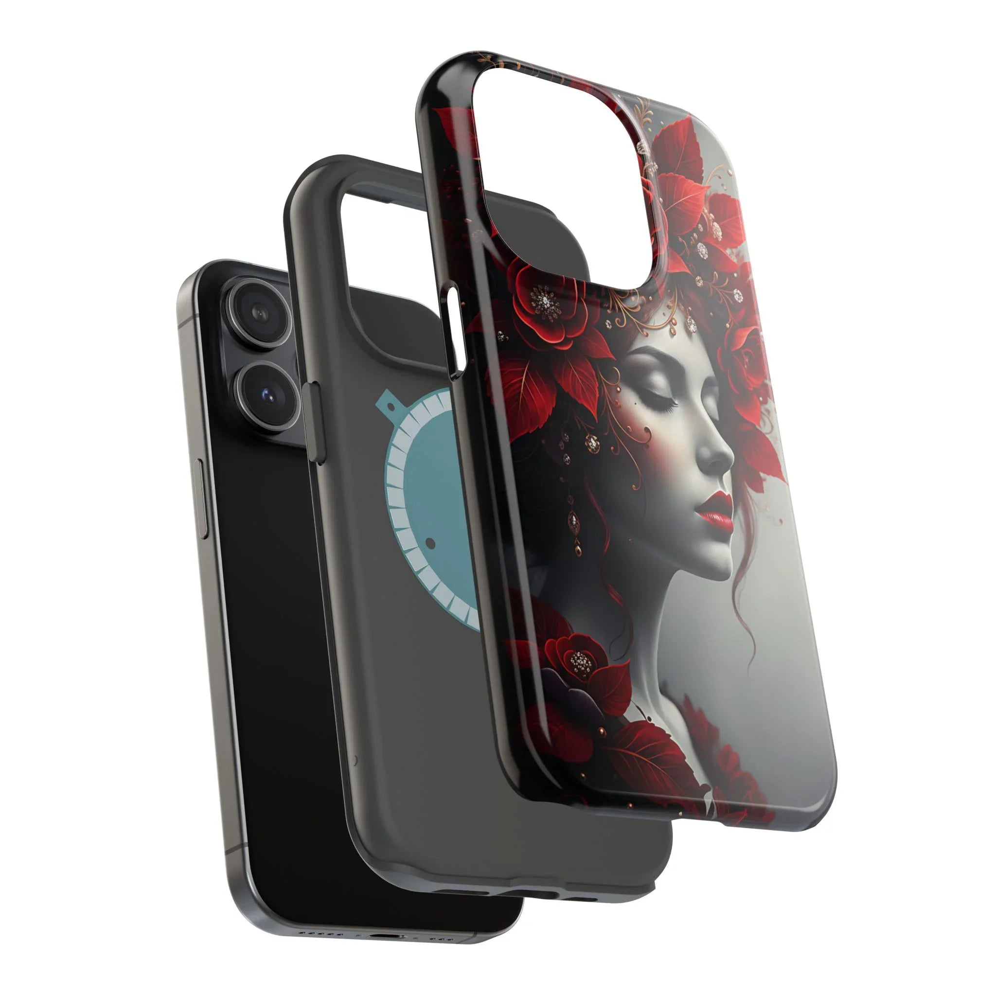 Scarlet Bloom Portrait Phone Case for iPhone 13-17 - KARARMDESIGN