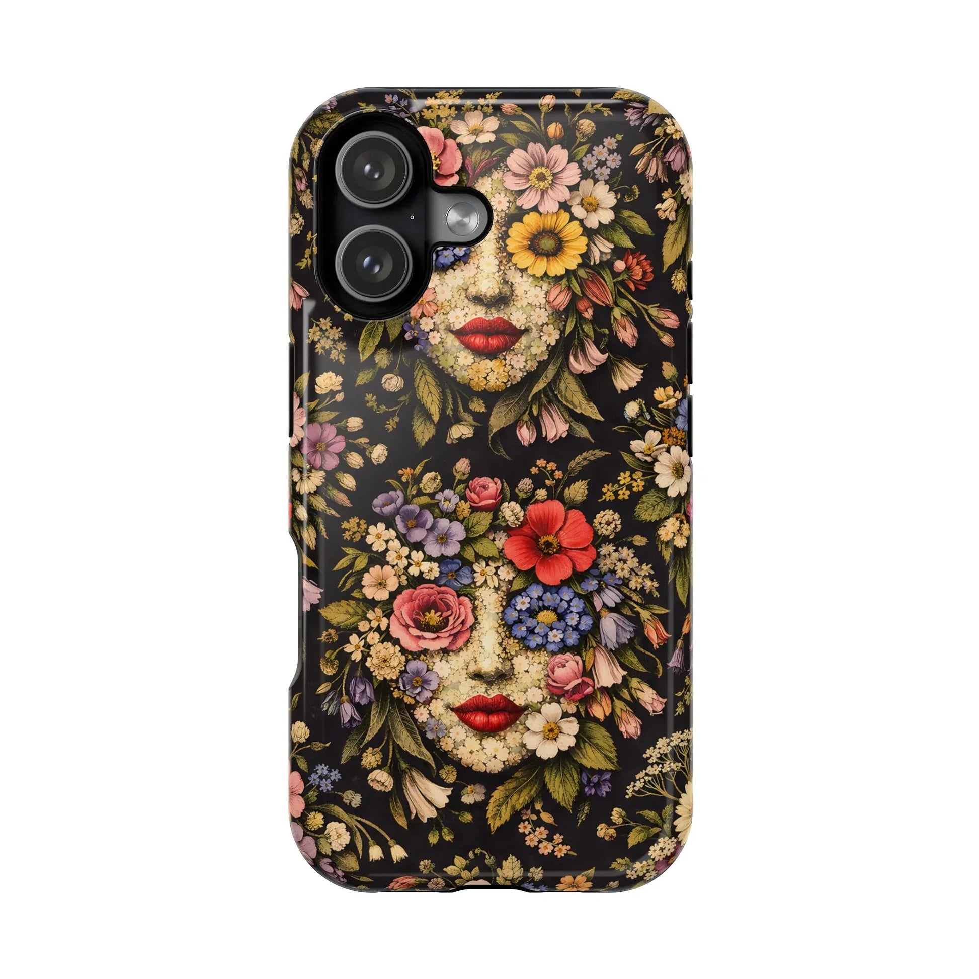 Vintage Flower Face Phone Case for iPhone 13-17 - KARARMDESIGN