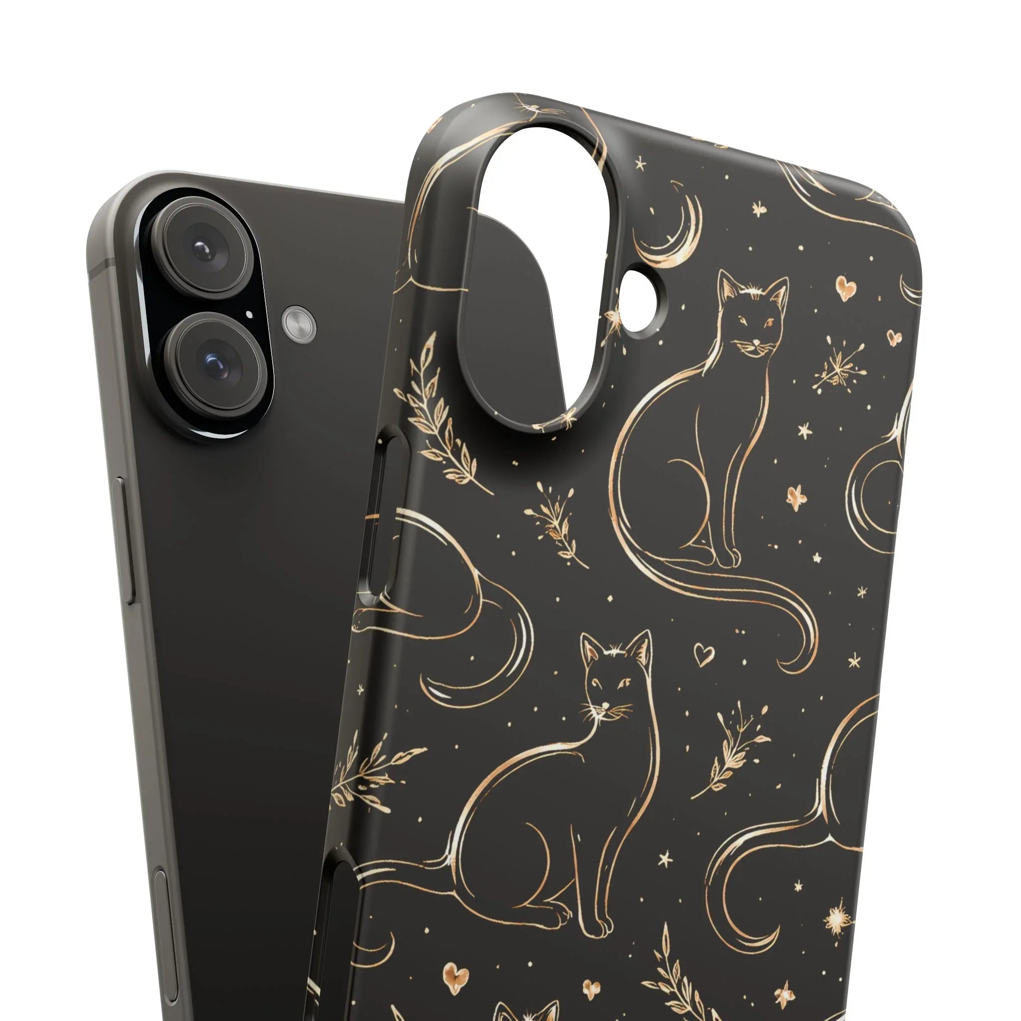 Golden Cat Pattern Phone Case for iPhone 11–17 & Galaxy S21–S25 - KARARMDESIGN