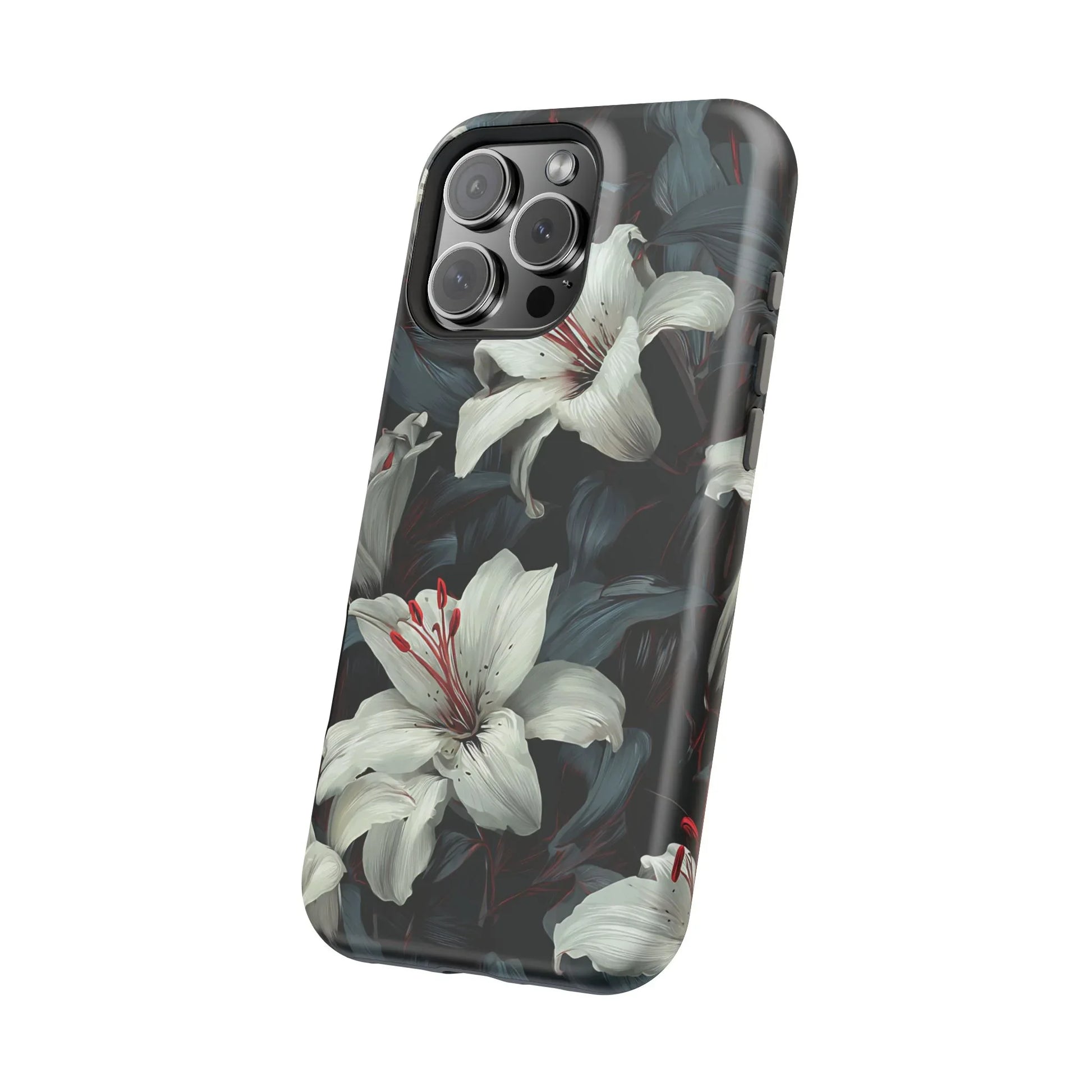 White Lily Floral Phone Case for iPhone 13-17 - KARARMDESIGN
