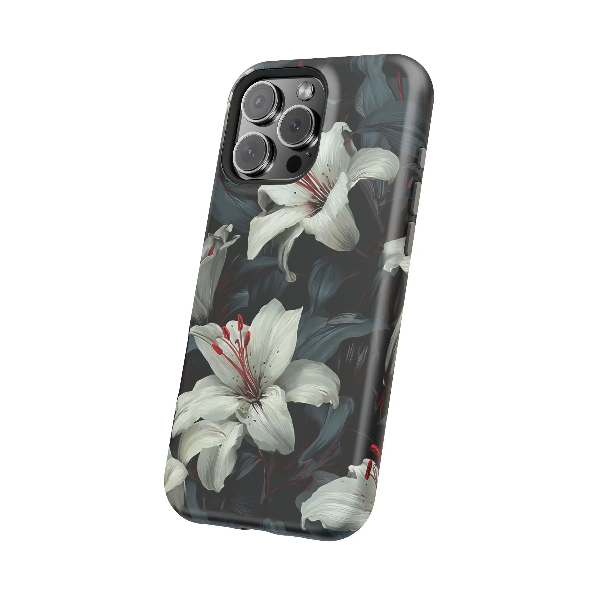 White Lily Floral Phone Case for iPhone 13-17 - KARARMDESIGN