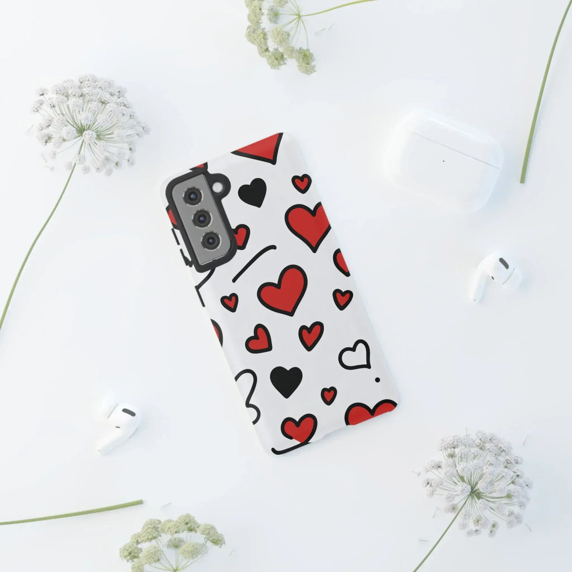 Scattered Hearts Phone Case for iPhone 11-17 and Galaxy S10-S25 - KARARMDESIGN