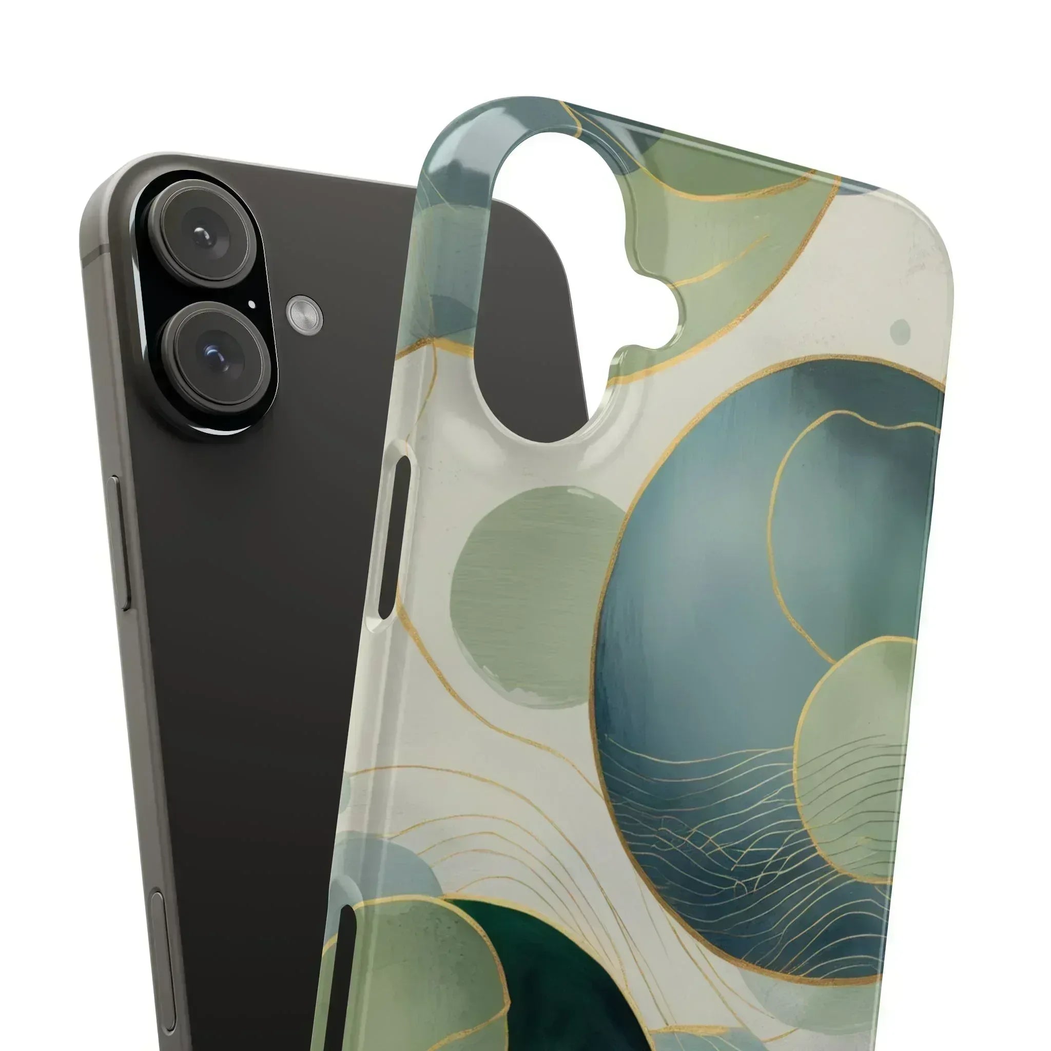 Abstract Teal Slim Phone Case for iPhone 12-16 - KARARMDESIGN