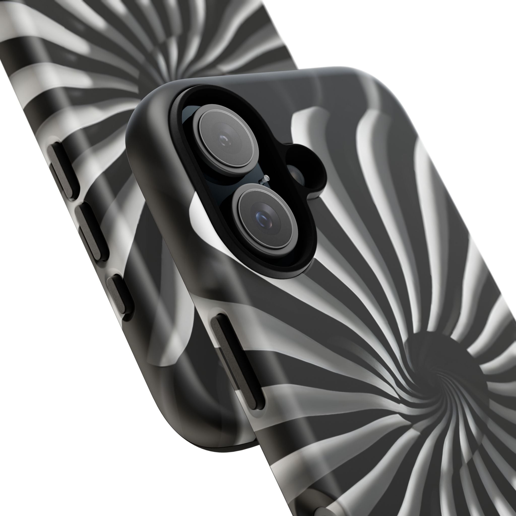 Hypnotic Black and White Spiral Phone Case – Optical Illusion Design for iPhone & Galaxy