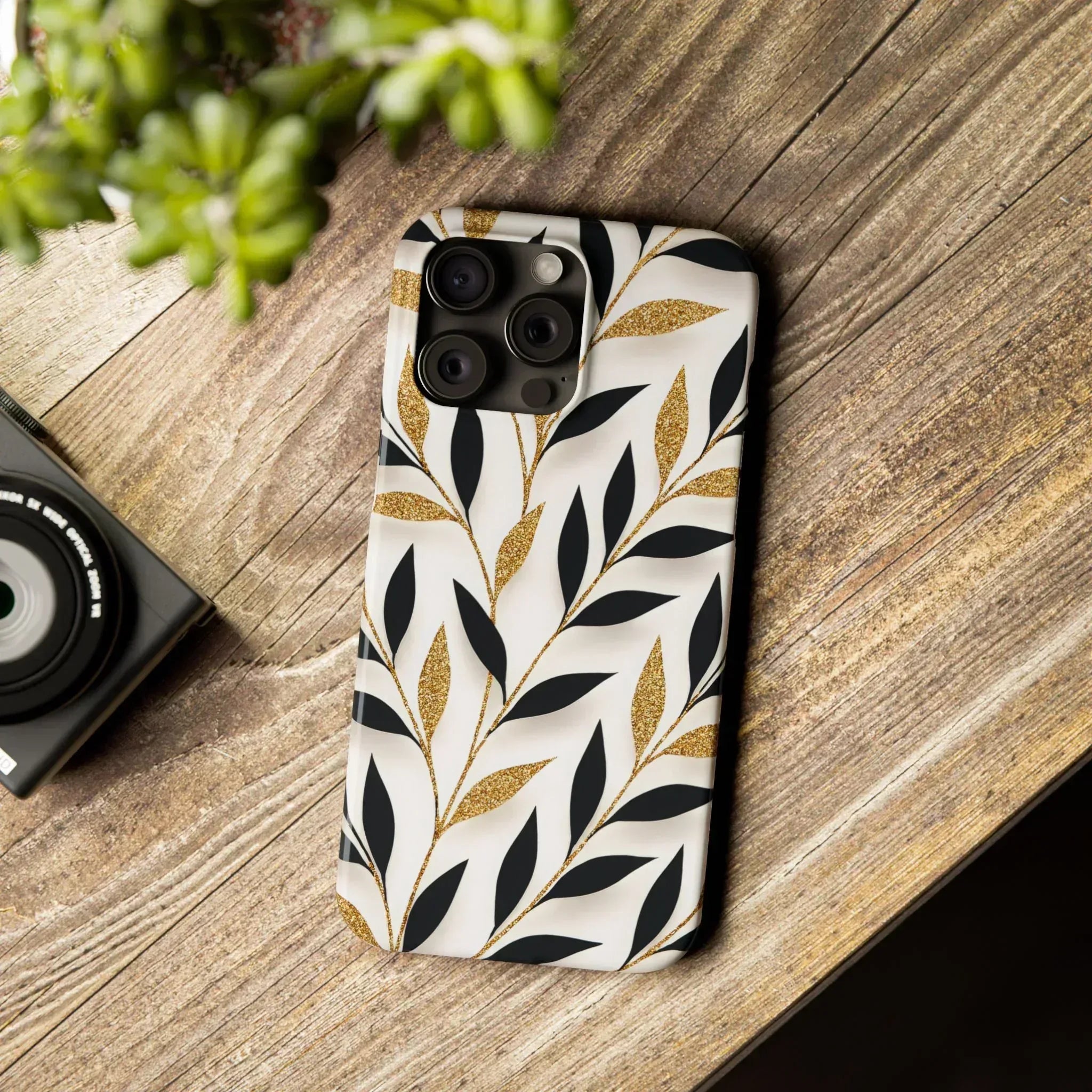 Botanical Gold Leaf Phone Case for iPhone 11-17 - KARARMDESIGN