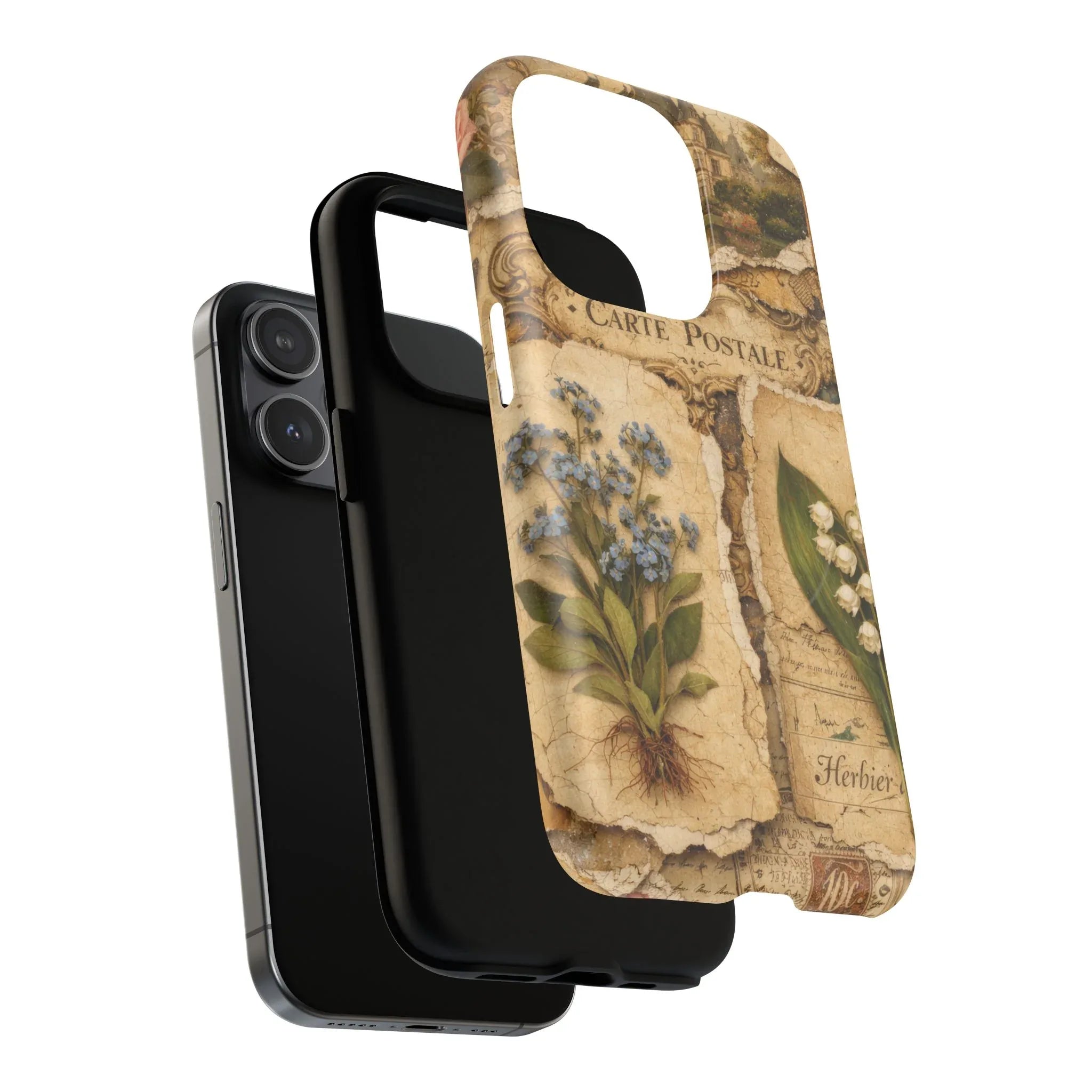 Vintage Botanical Postcard Phone Case for iPhone 13-17 - KARARMDESIGN