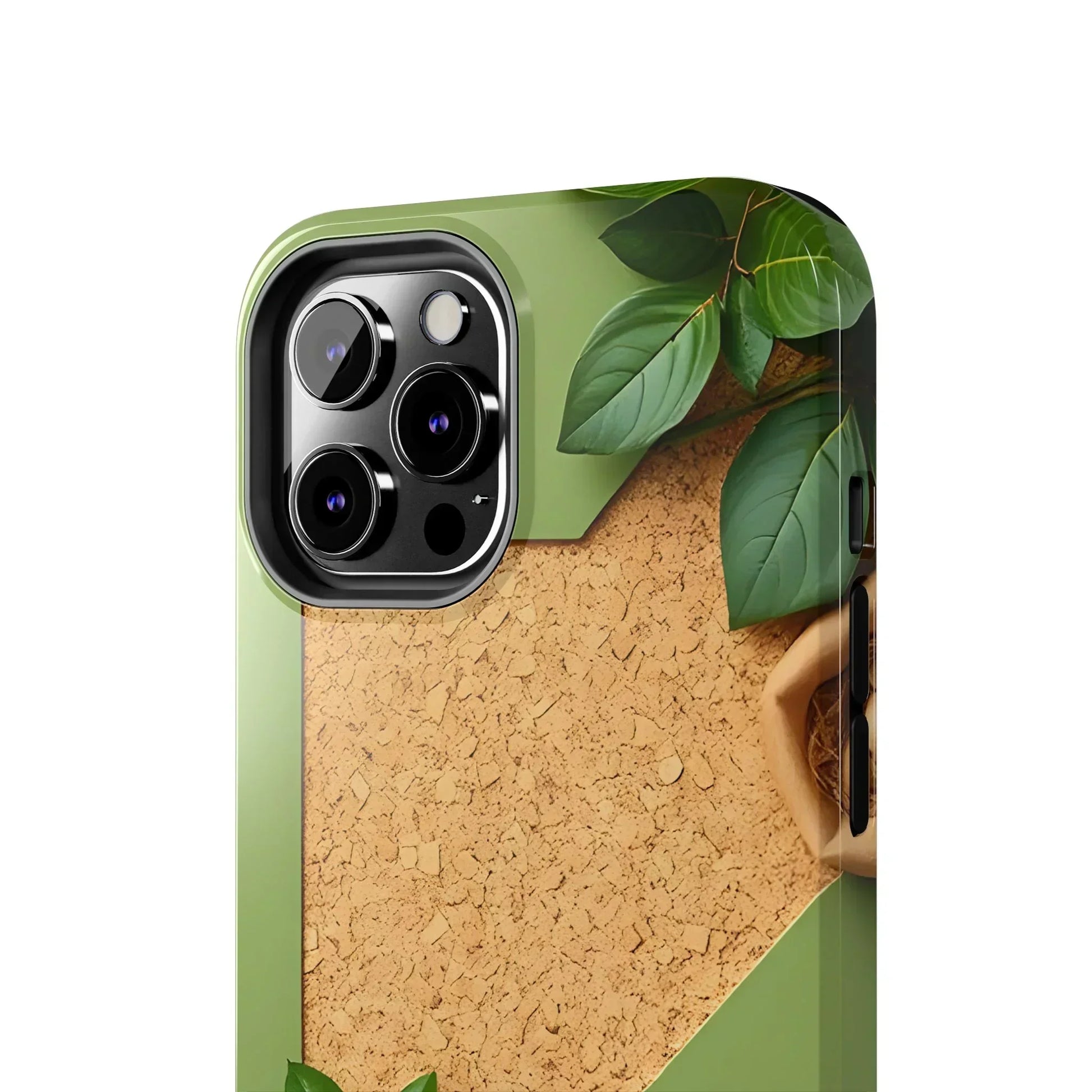 Eco-Inspired Tough Phone Case – Cork Texture with Leaf & Seed Design for iPhone 7-16 and Samsung Galaxy S21-S24 - KarArmDesign